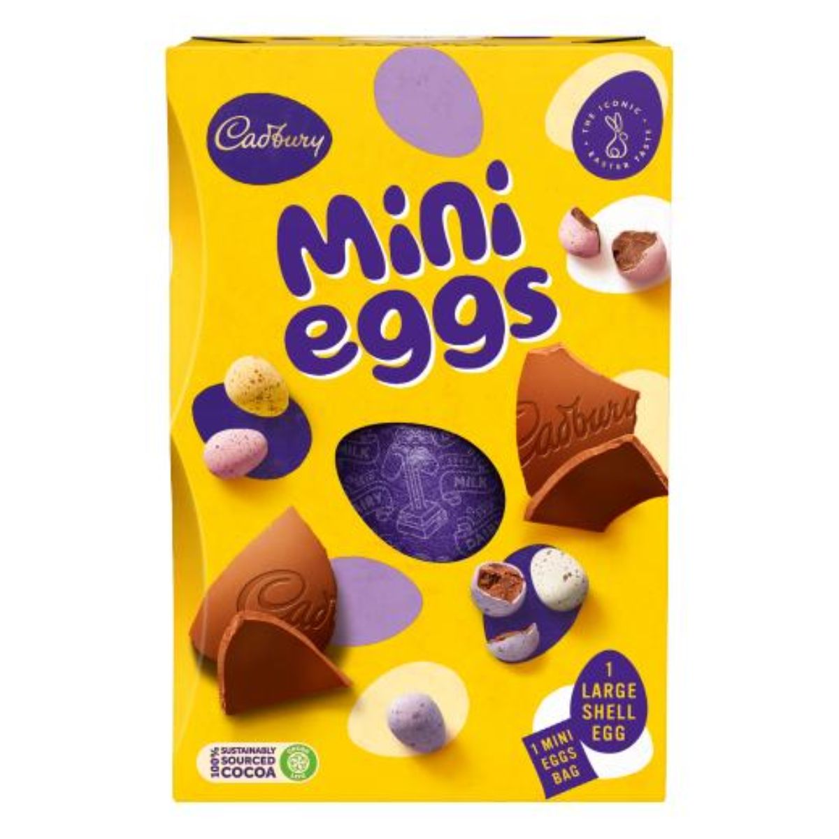 Cadbury - Mini Easter Eggs - 193g in a box on a white background.