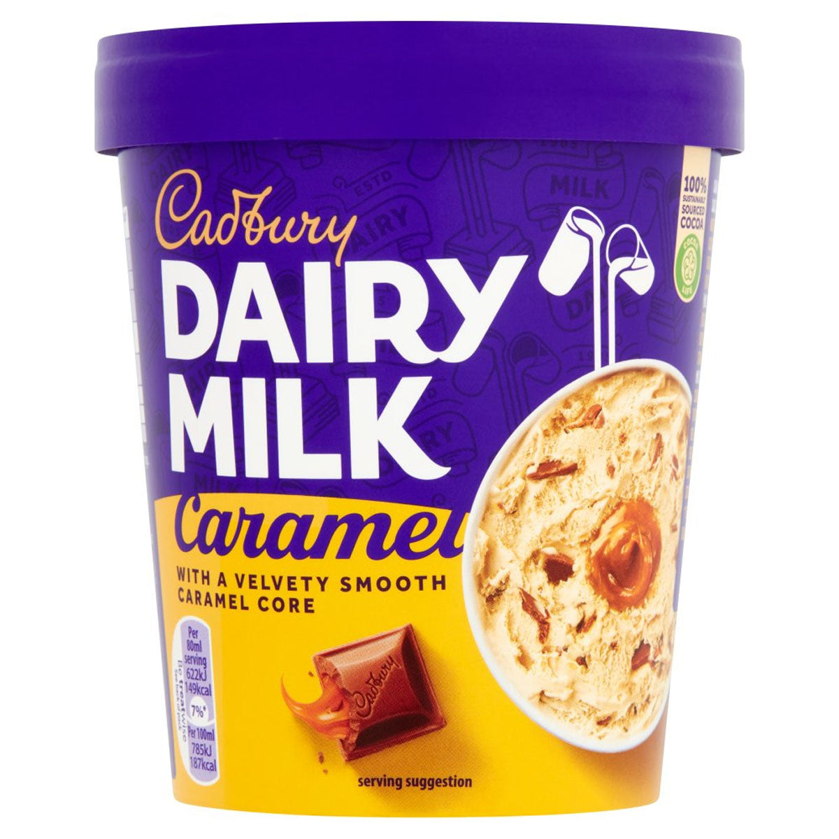 Cadbury - Dairy Milk Caramel Ice Cream Tub - 480ml - Continental Food Store Cadbury - Dairy Milk Caramel Ice Cream Tub - 480ml - Continental Food Store
