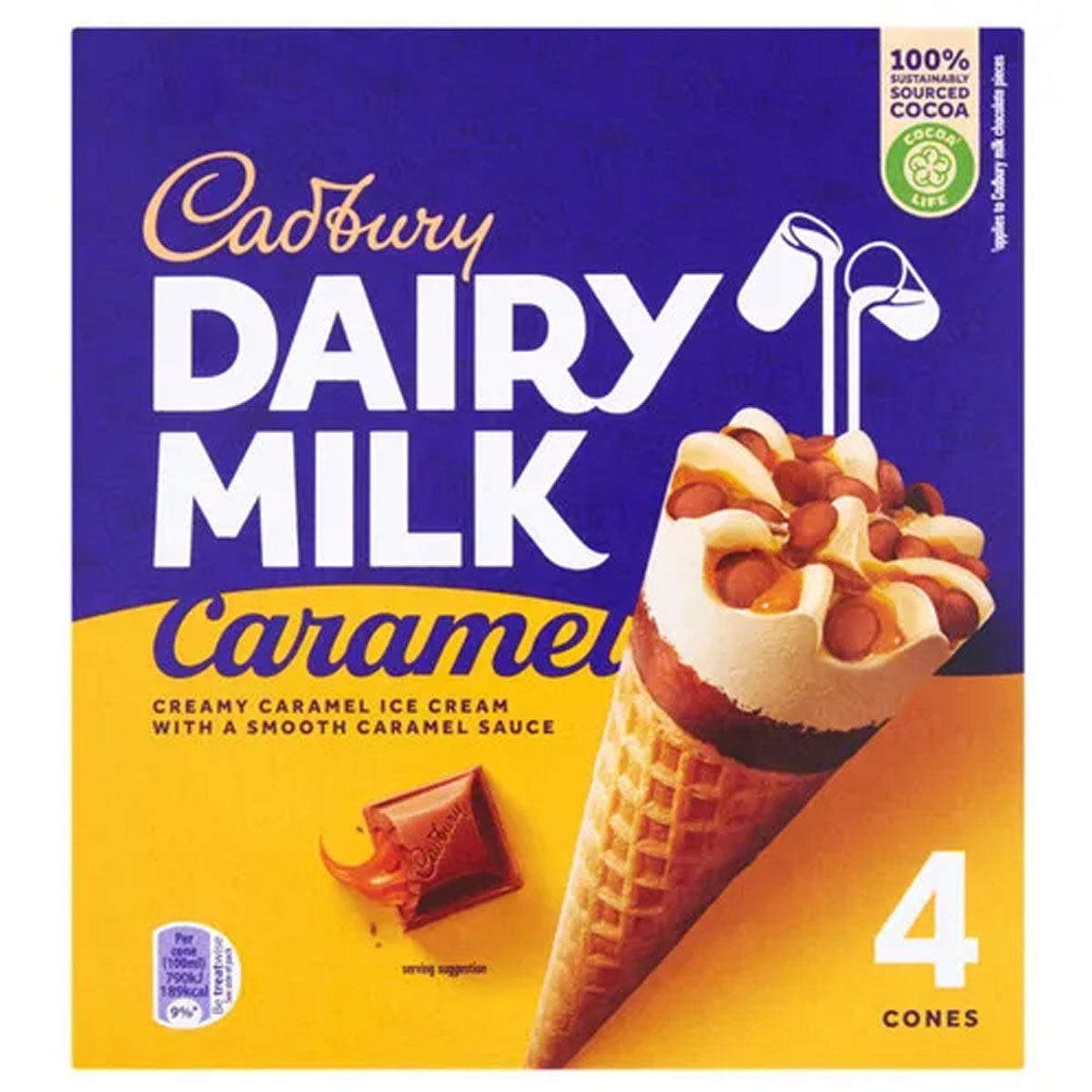 Cadburys - Caramel Cones - 4pcs 4 pack. Cadburys - Caramel Cones - 4pcs 4 pack.