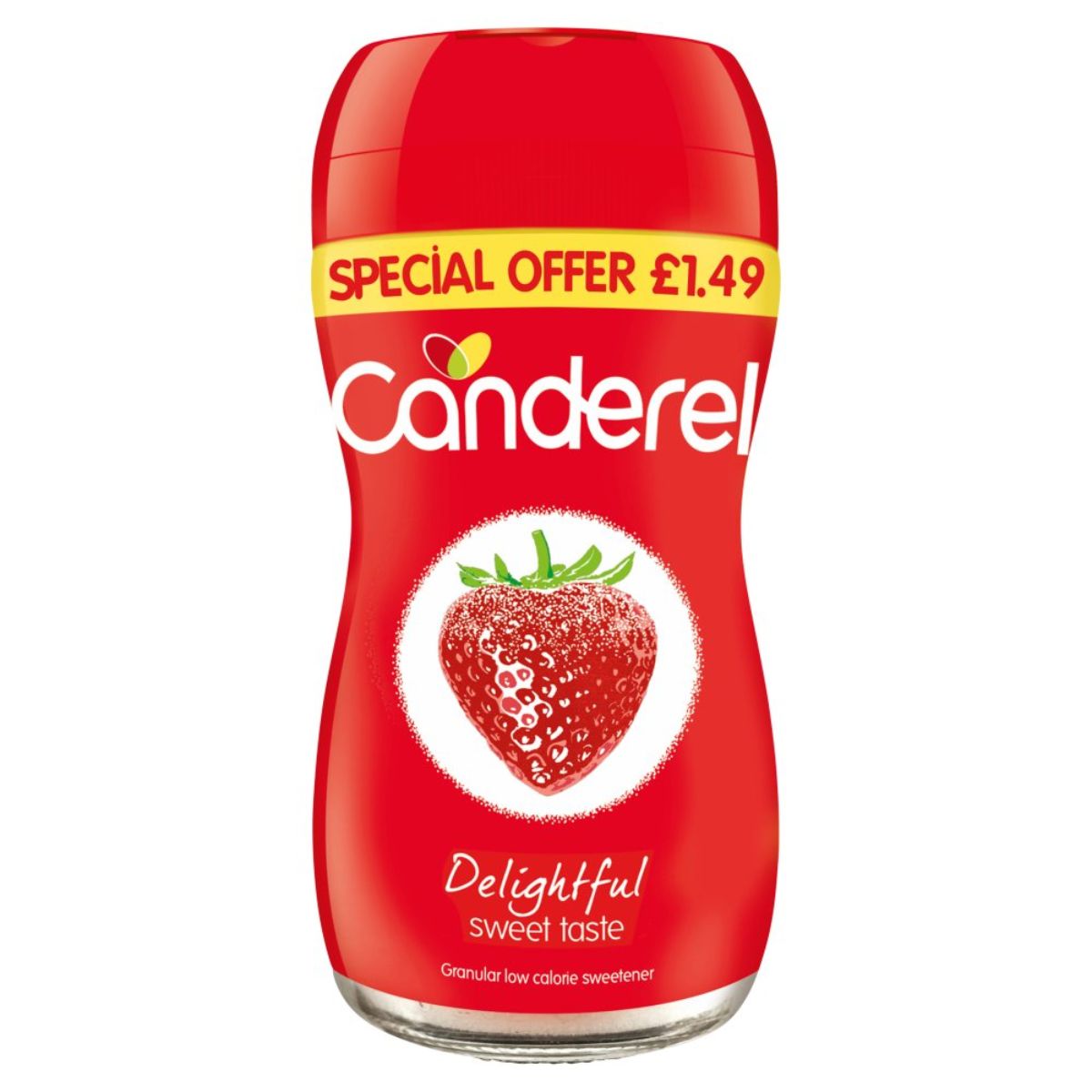Canderel - Granular Low Calorie Sweetener - 40g strawberry seasoning. Canderel - Granular Low Calorie Sweetener - 40g strawberry seasoning.