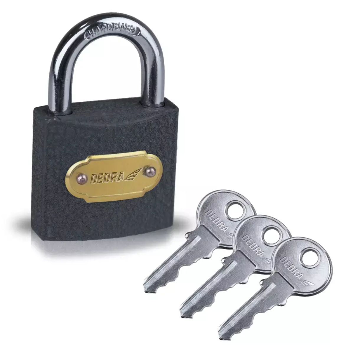 Cast - Iron Padlock - 50mm with three keys on a white background.