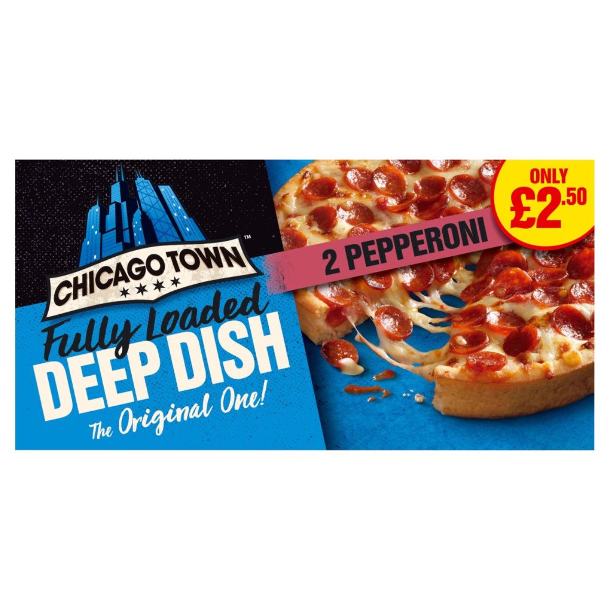 A Chicago Town - 2 Pepperoni - 310g pizza with peppers on it. A Chicago Town - 2 Pepperoni - 310g pizza with peppers on it.