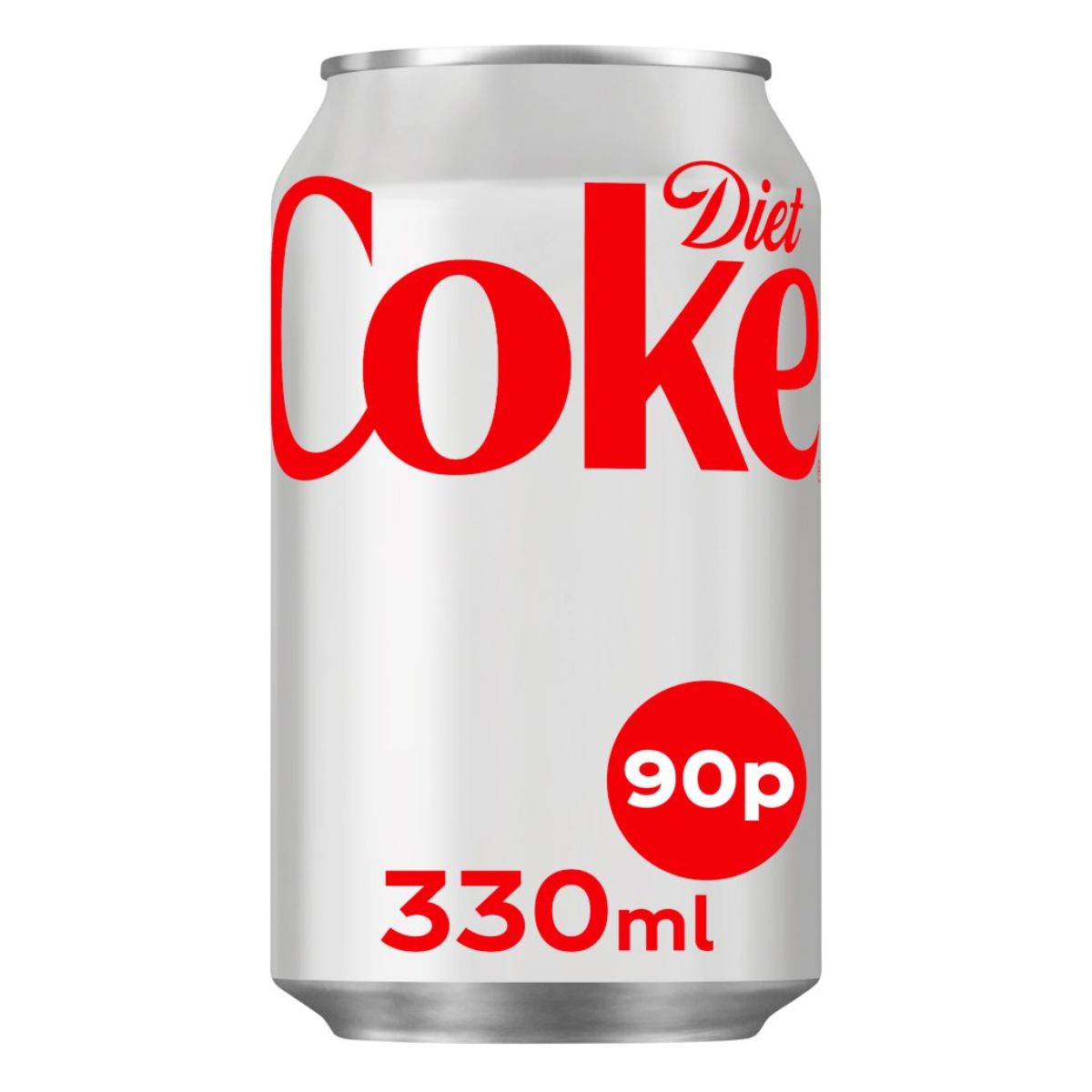A Coca Cola - Diet Coke Can - 330ml on a white background. A Coca Cola - Diet Coke Can - 330ml on a white background.