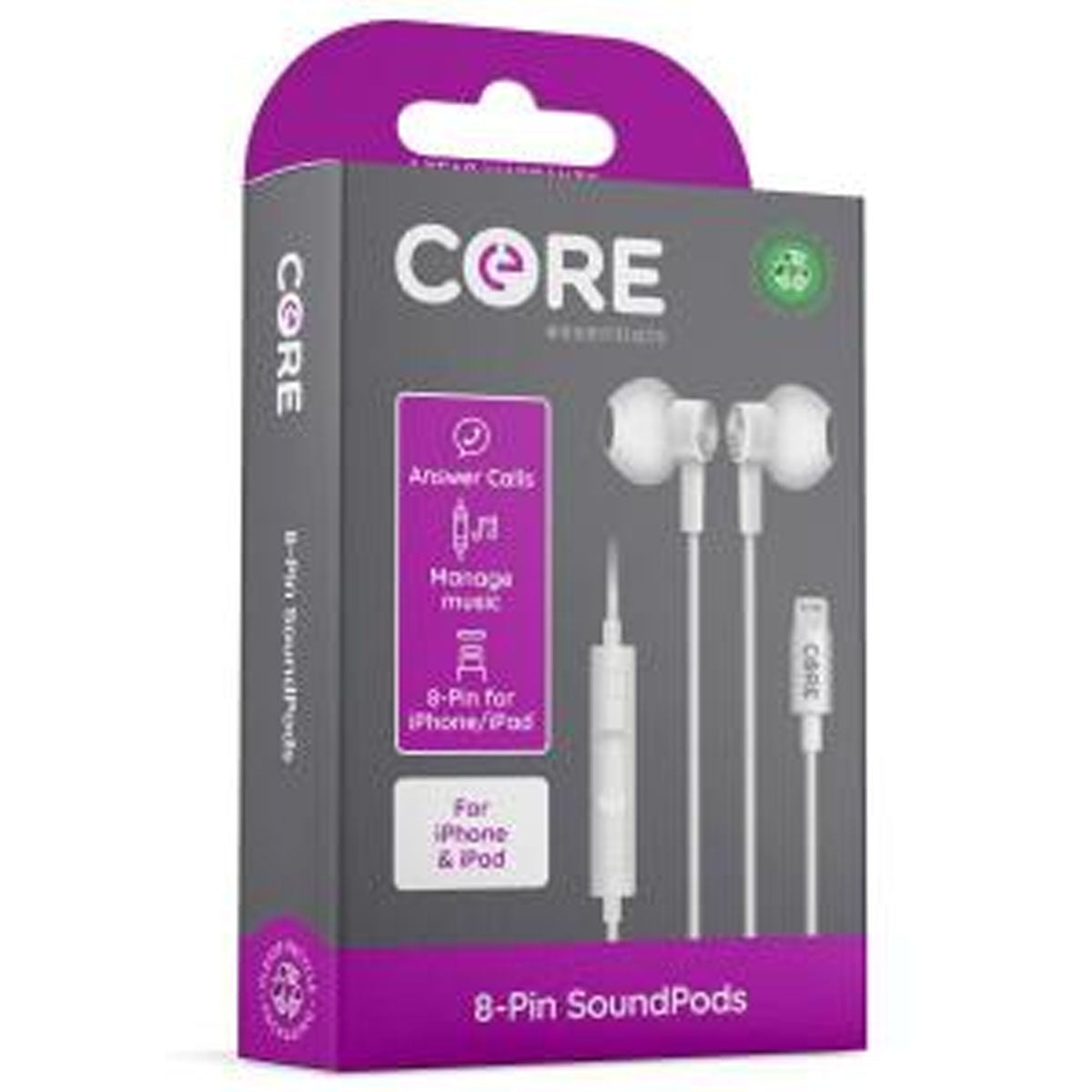Core - Phone Headphones earphones in the packaging.