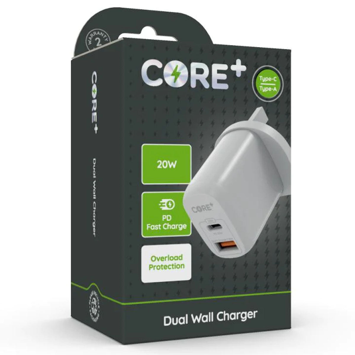 Core+ - Dual Wall Charger - 20W - Continental Food Store