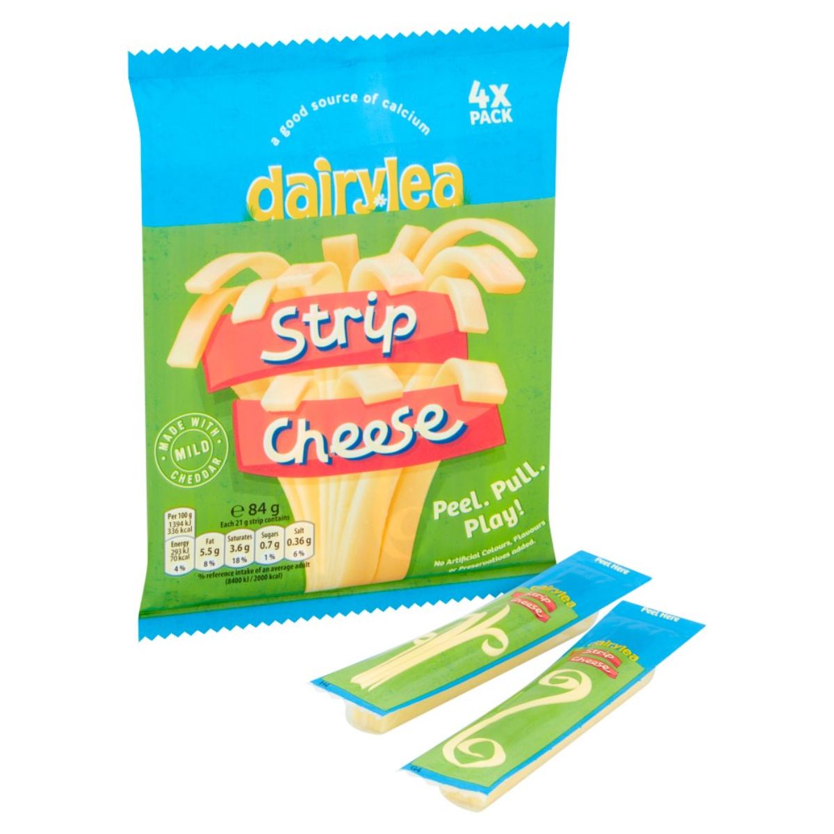 A package of Dairylea - Strip Cheese 4 Pack - 84g.
