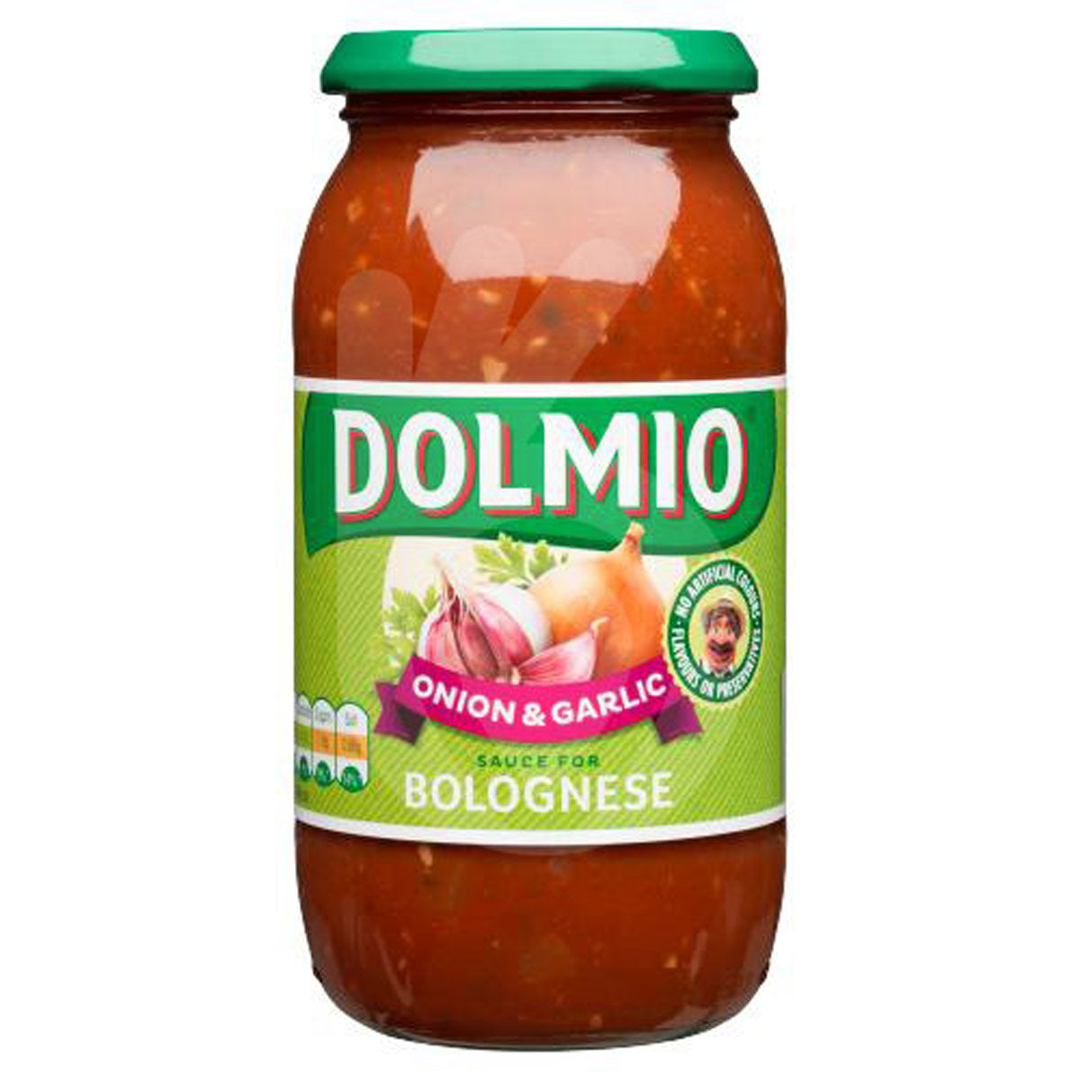 A jar of Dolmio - Bolognese Onion and Garlic Pasta Sauce - 500g.
