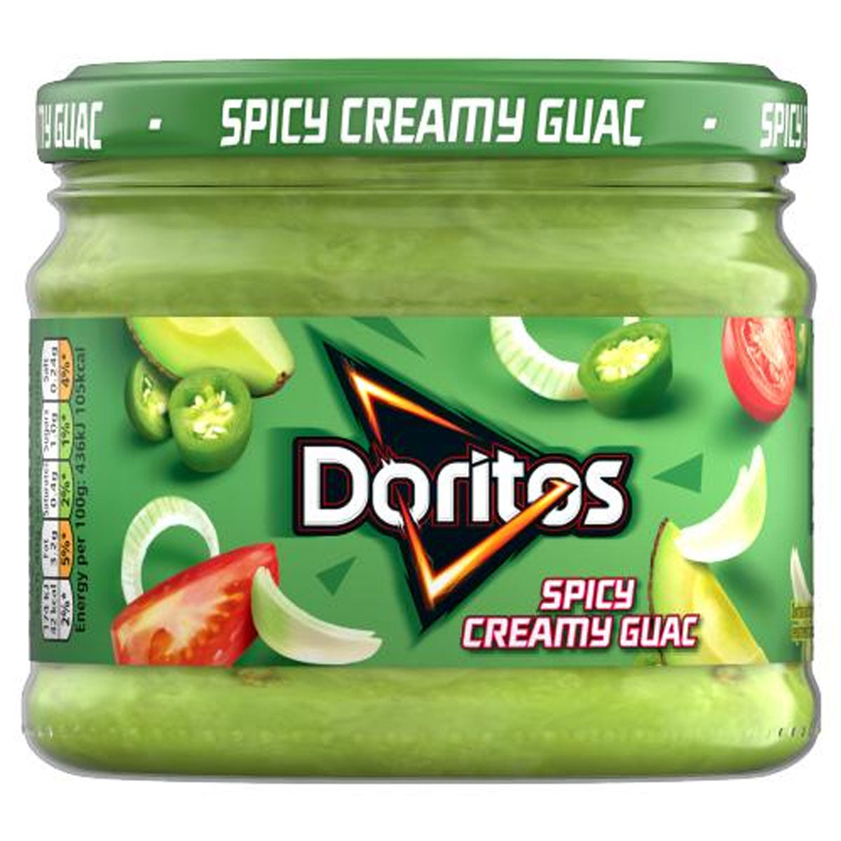 A jar of Doritos - Spicy Creamy Guacamole Sharing Dip - 270g. A jar of Doritos - Spicy Creamy Guacamole Sharing Dip - 270g.