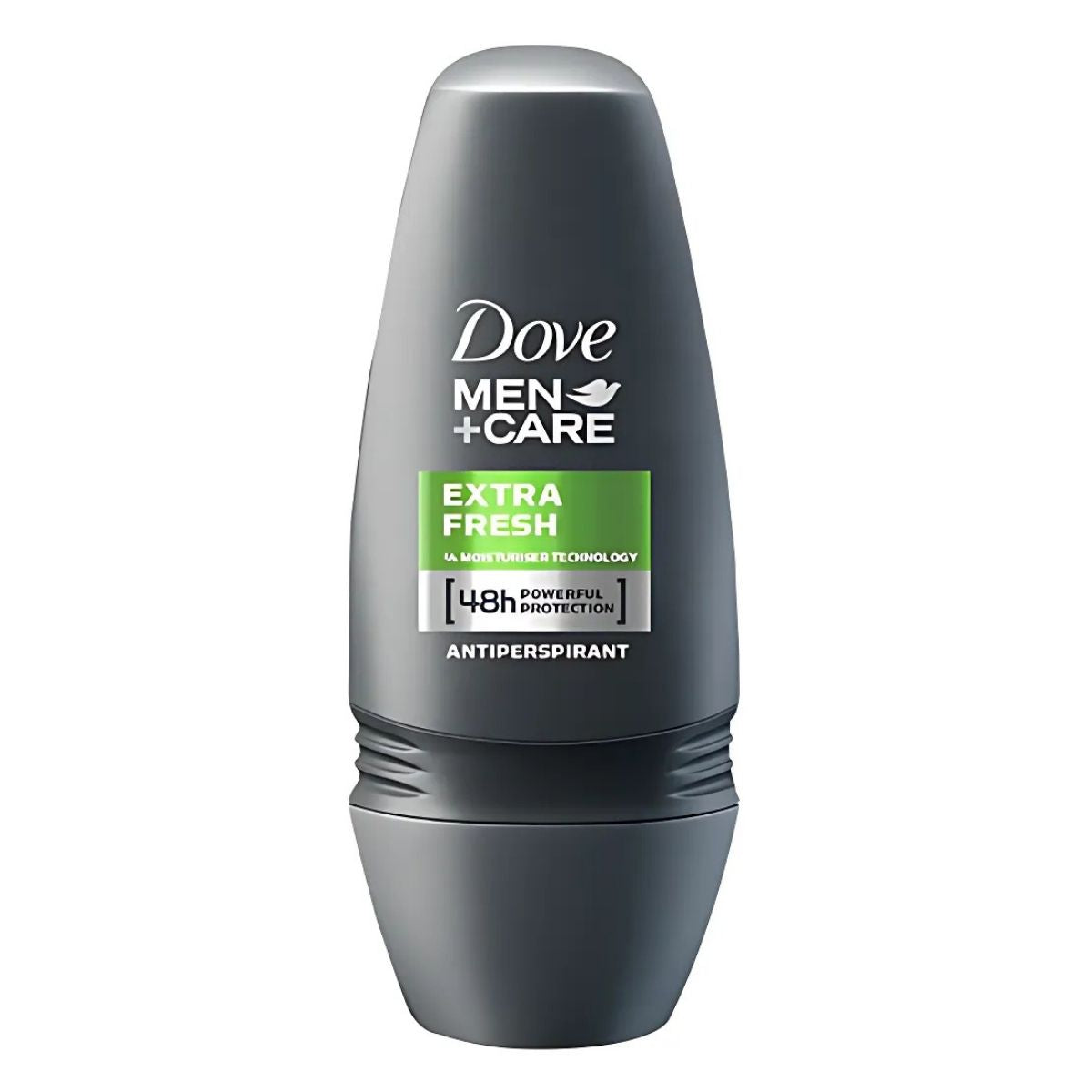 A Dove Men + Care Extra Fresh 48hr Anti-perspirant (50ml) roll-on deodorant by Dove, with a gray and green label and long-lasting 48-hour protection. A Dove Men + Care Extra Fresh 48hr Anti-perspirant (50ml) roll-on deodorant by Dove, with a gray and green label and long-lasting 48-hour protection.