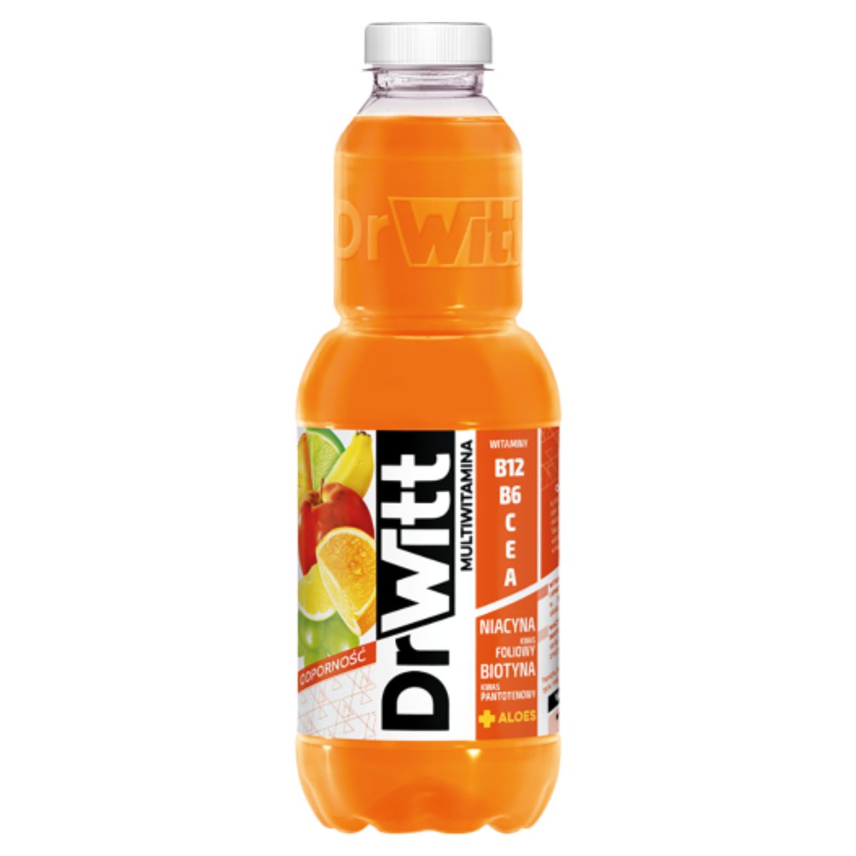 A bottle of Dr Witt - Multi Vitamin Immunity Exotic - 1 Litre on a white background. A bottle of Dr Witt - Multi Vitamin Immunity Exotic - 1 Litre on a white background.