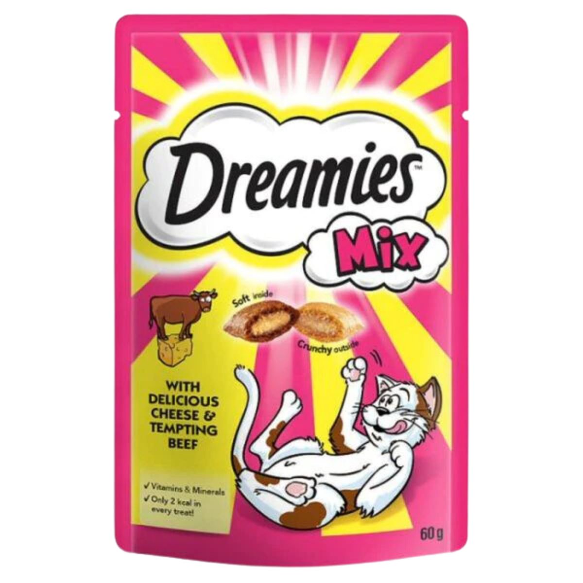 Dreamies Mix - with Delicious Cheese and Tempting Beef Treats - 60g cat treats.