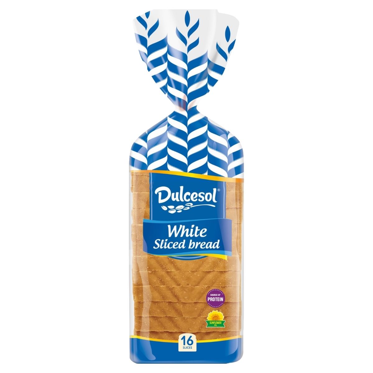 The 460g Dulcesol white sliced bread, ideal for delicious sandwiches, contains 16 slices and is labeled a source of protein. The 460g Dulcesol white sliced bread, ideal for delicious sandwiches, contains 16 slices and is labeled a source of protein.