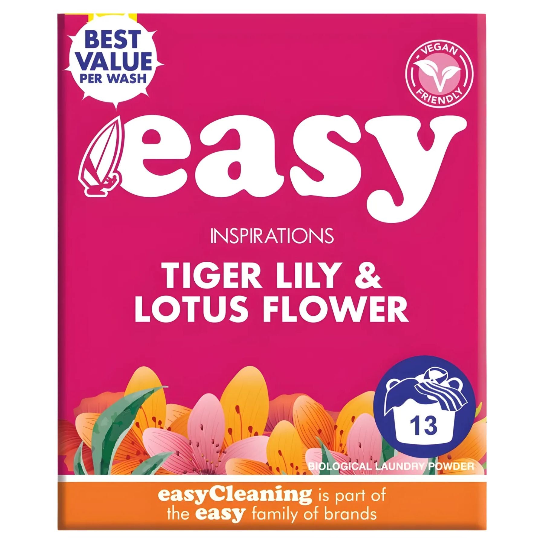 Easy - Inspirations Bio Powder (Tiger Lily & Lotus Flower), 13 washes, 884g: vegan friendly, effective stain removal, best value. Easy - Inspirations Bio Powder (Tiger Lily & Lotus Flower), 13 washes, 884g: vegan friendly, effective stain removal, best value.