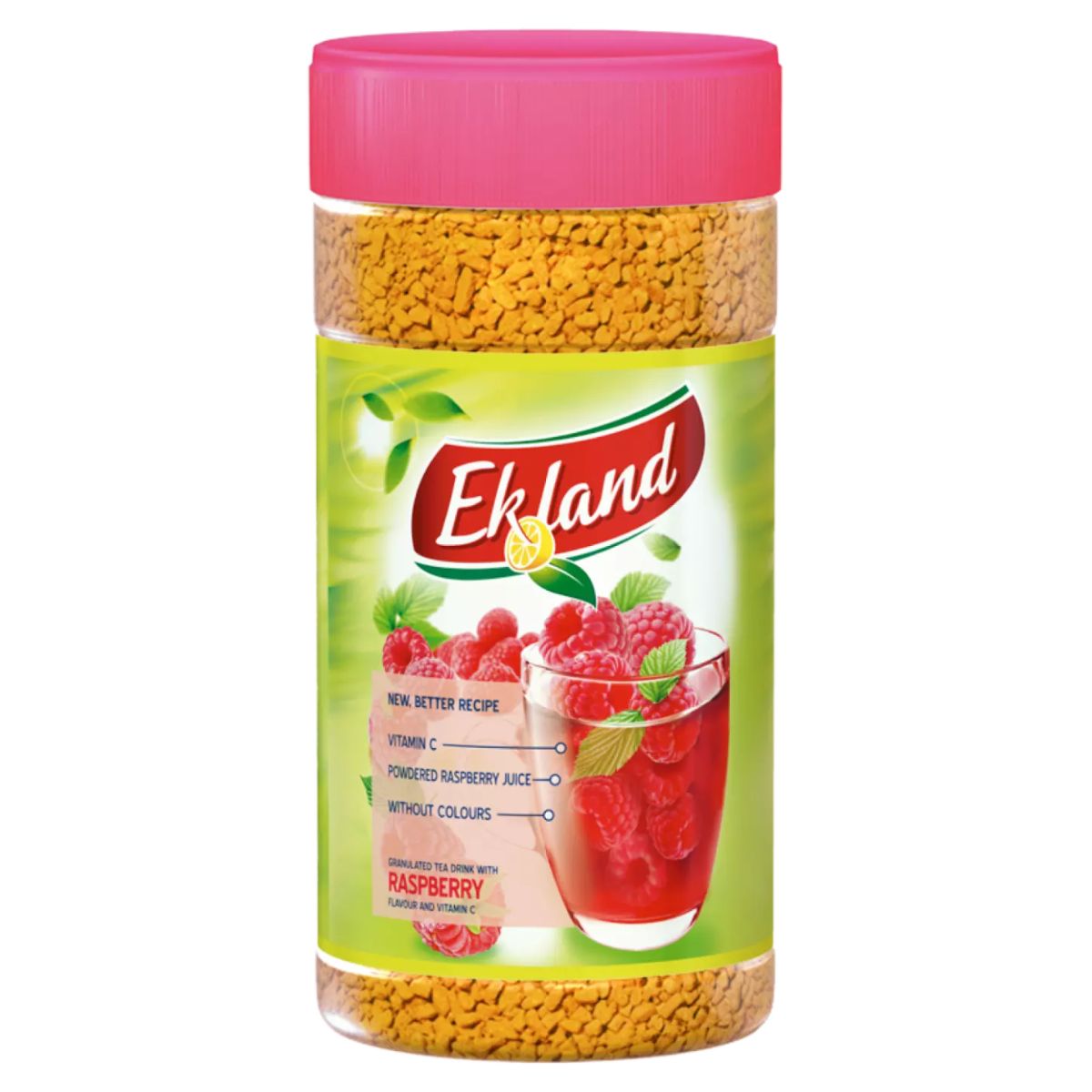 A jar of Ekoland raspberry powder.