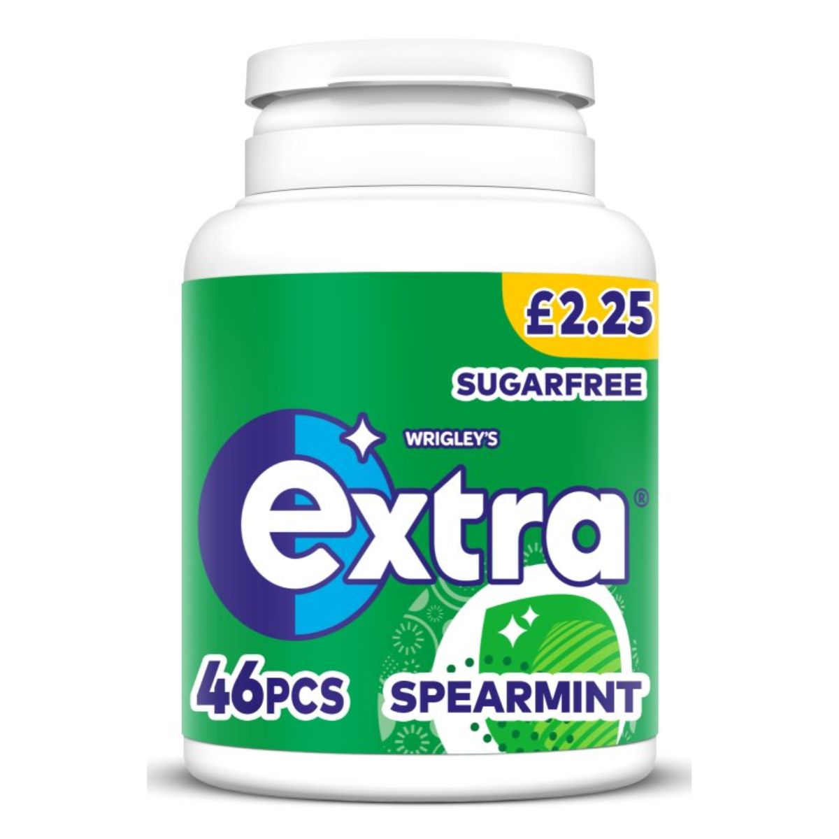 Extra-Spearmint Sugarfree Chewing Gum Bottles - 46pcs with spearmint.