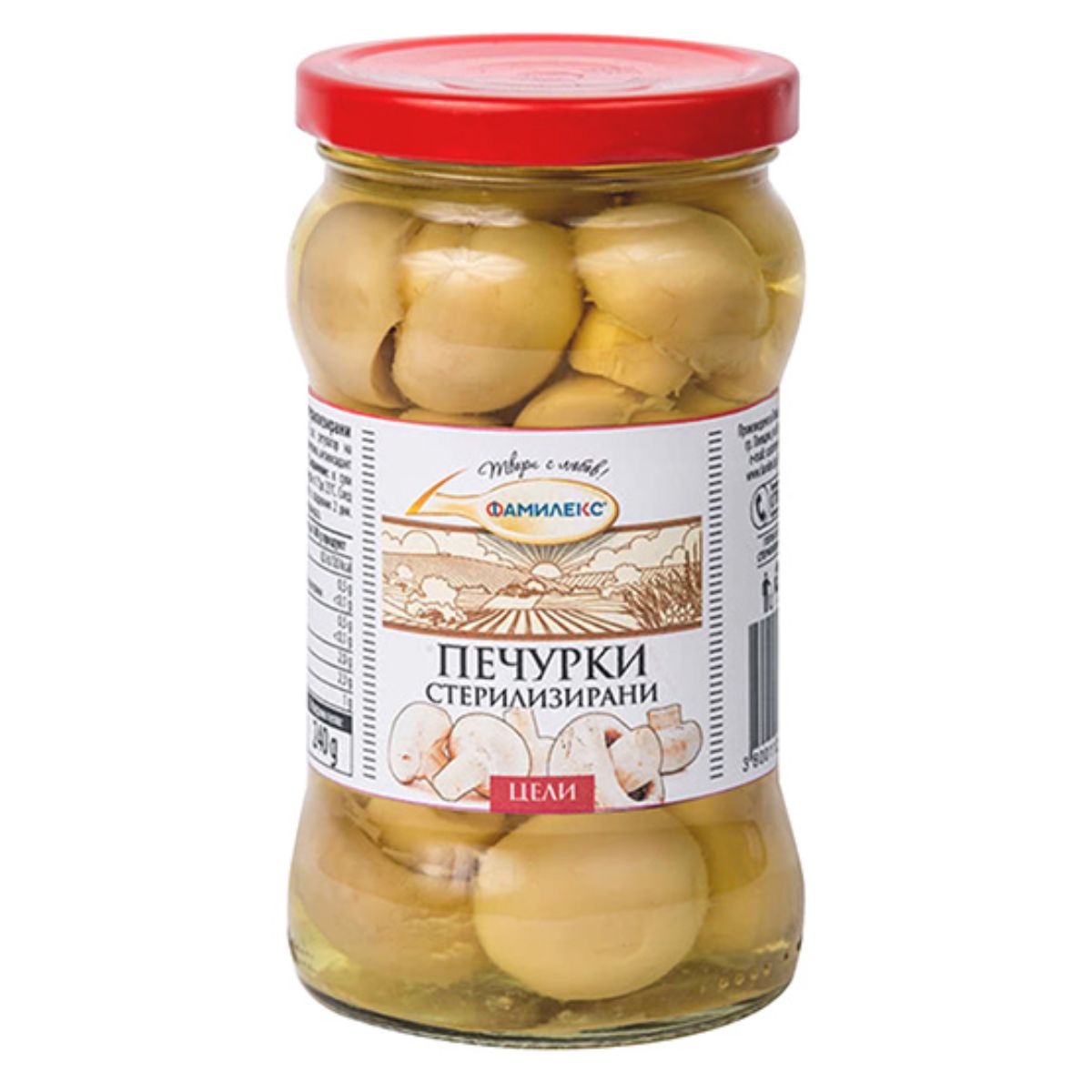 This jar of Familex Whole Mushrooms, containing 280g and featuring a red lid with non-English labeling, offers an exquisite umami flavor that will enhance any dish. This jar of Familex Whole Mushrooms, containing 280g and featuring a red lid with non-English labeling, offers an exquisite umami flavor that will enhance any dish.