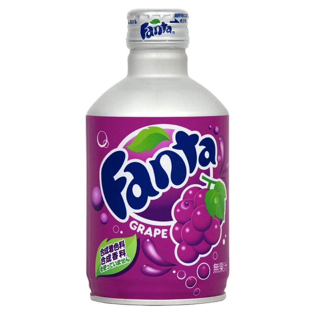A 300ml can of Fanta - Sparkling Grape Flavour Drink (Japan) with a purple design and Fanta logo, set against a white background, highlighting its refreshing Japanese grape taste. A 300ml can of Fanta - Sparkling Grape Flavour Drink (Japan) with a purple design and Fanta logo, set against a white background, highlighting its refreshing Japanese grape taste.