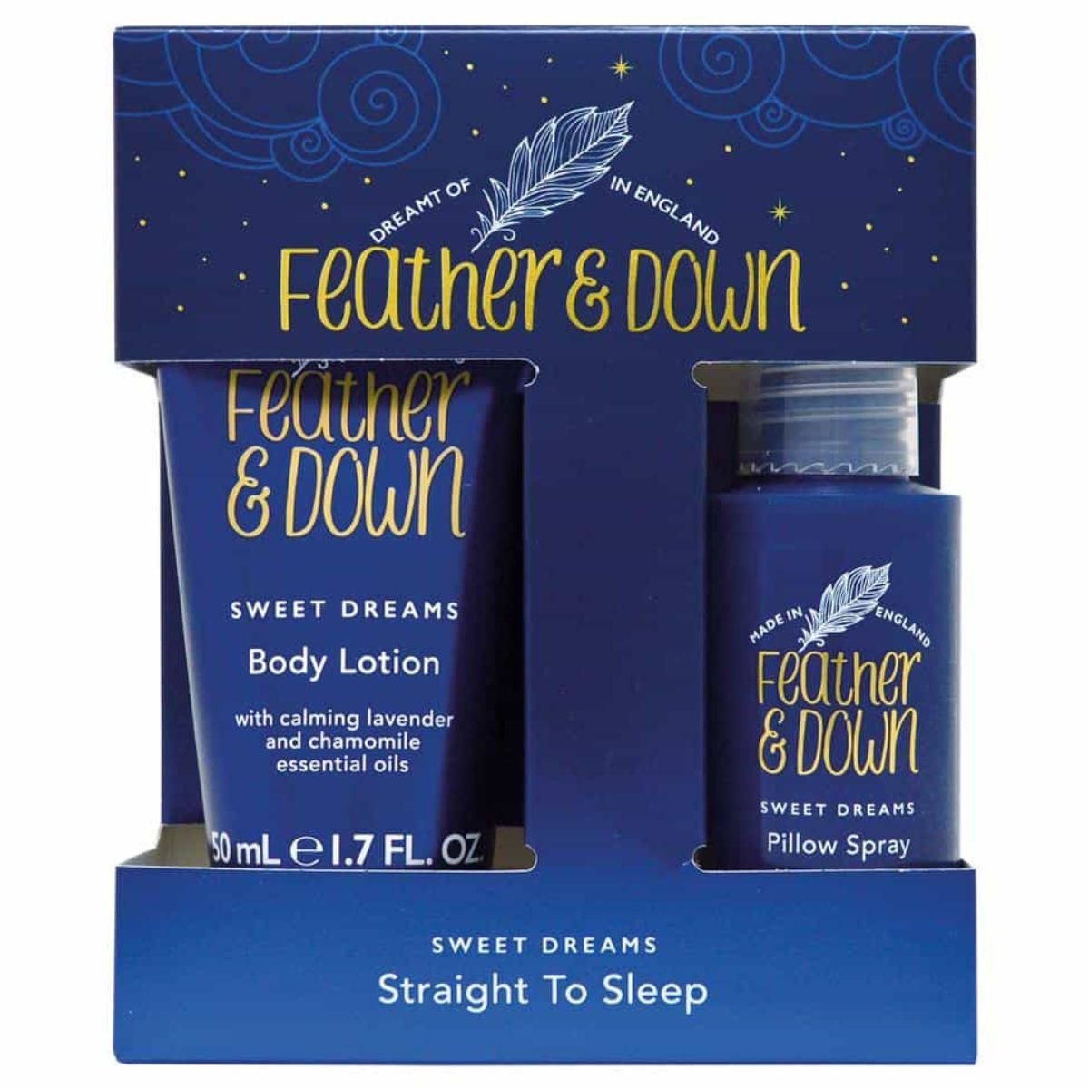 Feather and Down Straight to Sleep Gift Set - 50ml Pillow Spray and 50ml Body Lotion sweet dream body lotion.
