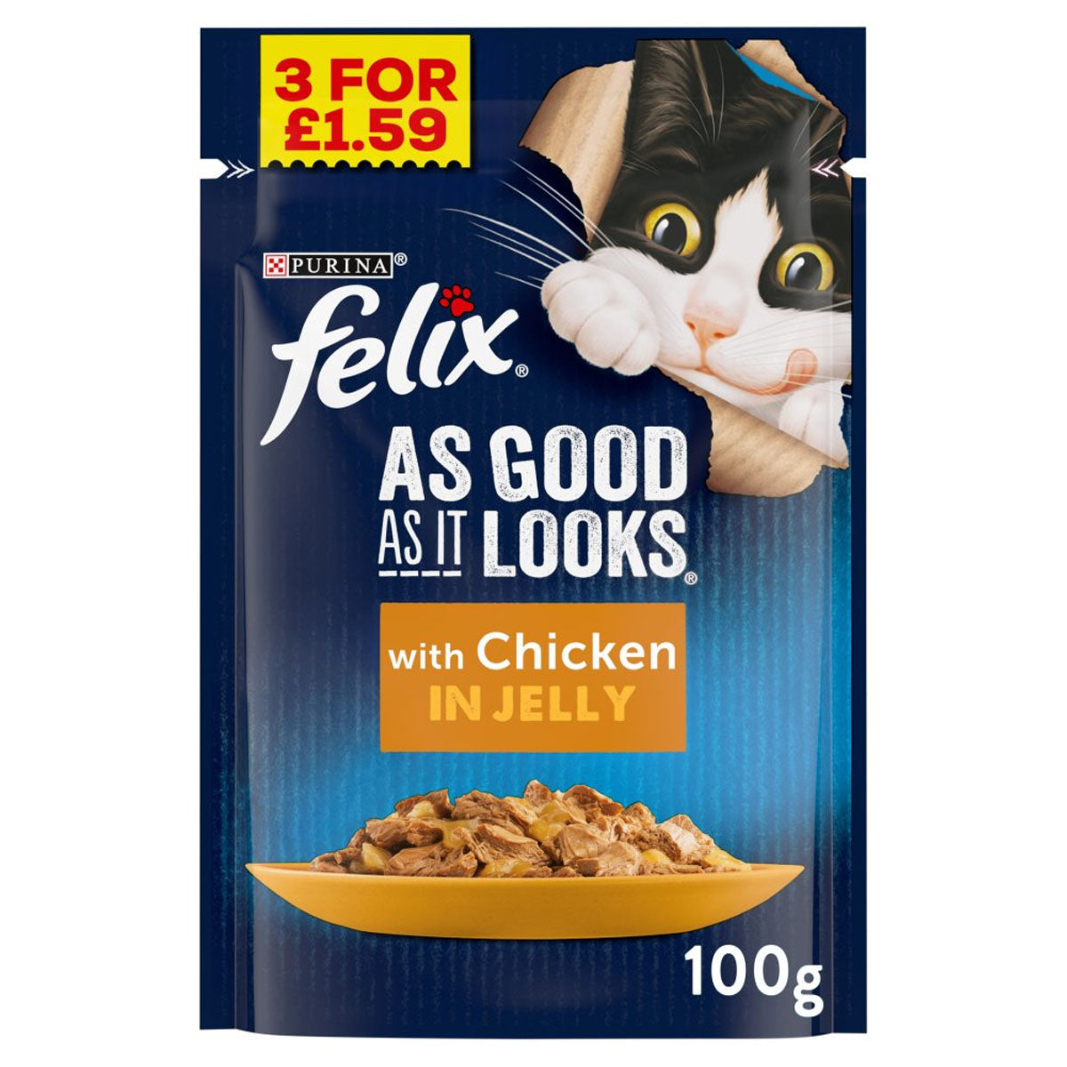 Felix - As Good As It Looks with Chicken in Jelly - 100g - Continental Food Store Felix - As Good As It Looks with Chicken in Jelly - 100g - Continental Food Store