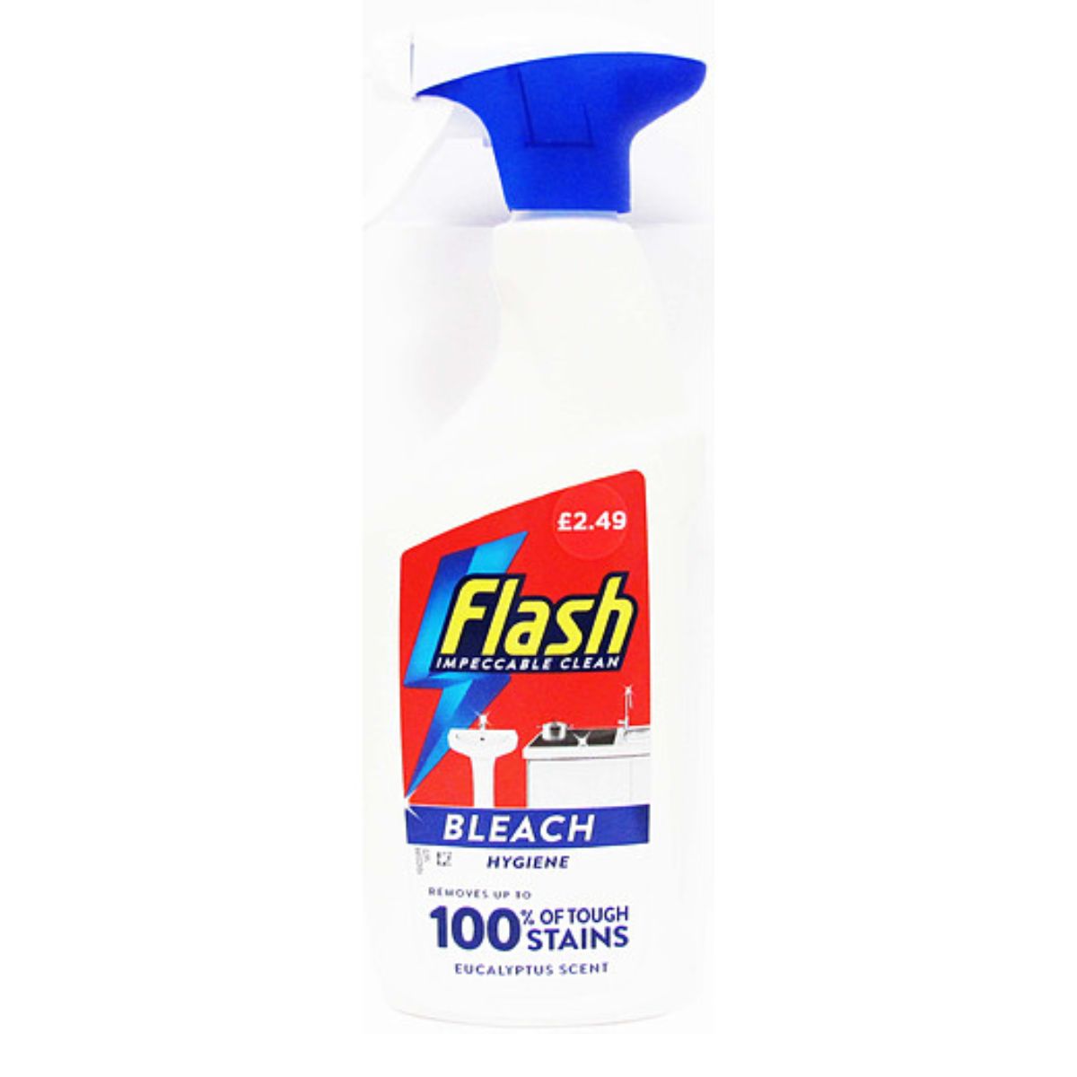 A bottle of Flash - Spray Plus Bleach - 500ml on a white background.