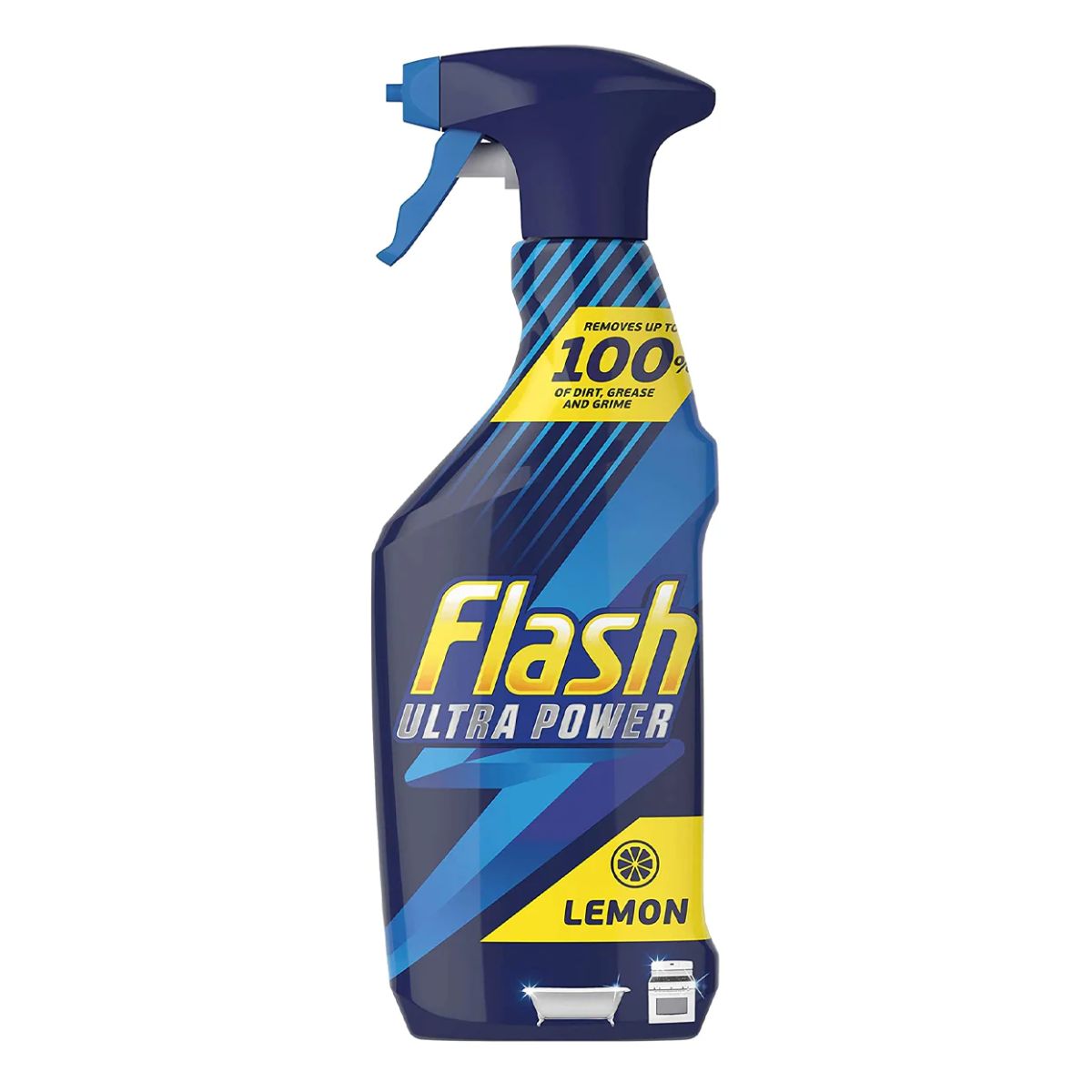 A bottle of Flash - Ultra Power Cleaner Spray with Lemon Scent - 500ml.
