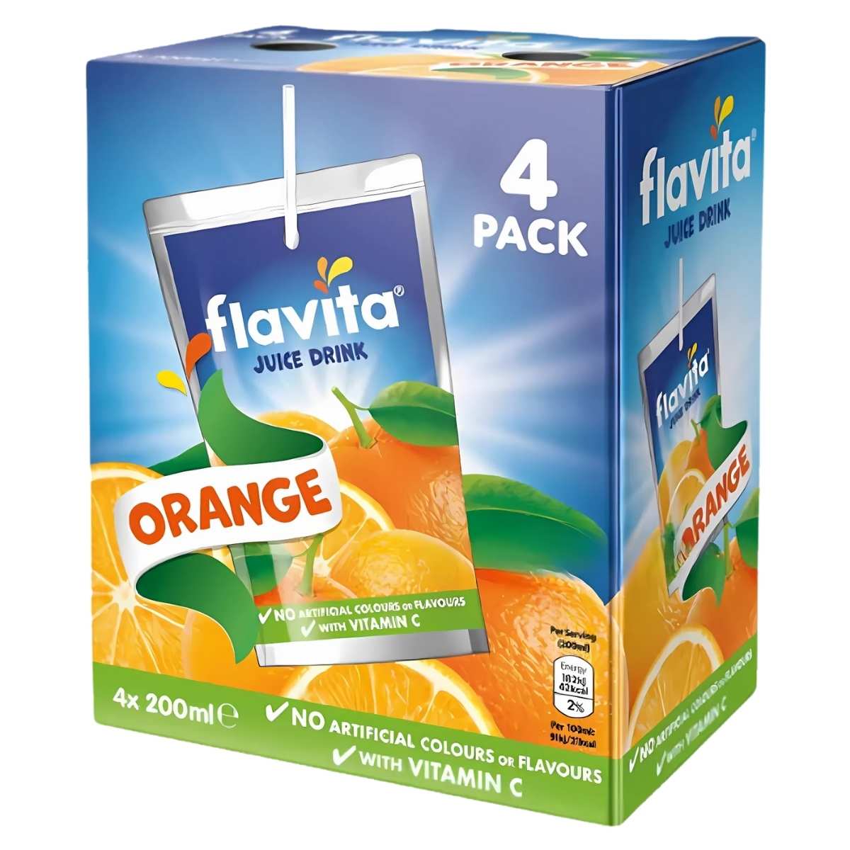 Savor the invigorating taste of Flavita - Orange Juice with this handy 4-pack, featuring each 200ml carton filled with vitamin C. Ideal for hydration on the move, these beverages are free from artificial colors and flavors, guaranteeing a pure and delightful experience. Savor the invigorating taste of Flavita - Orange Juice with this handy 4-pack, featuring each 200ml carton filled with vitamin C. Ideal for hydration on the move, these beverages are free from artificial colors and flavors, guaranteeing a pure and delightful experience.