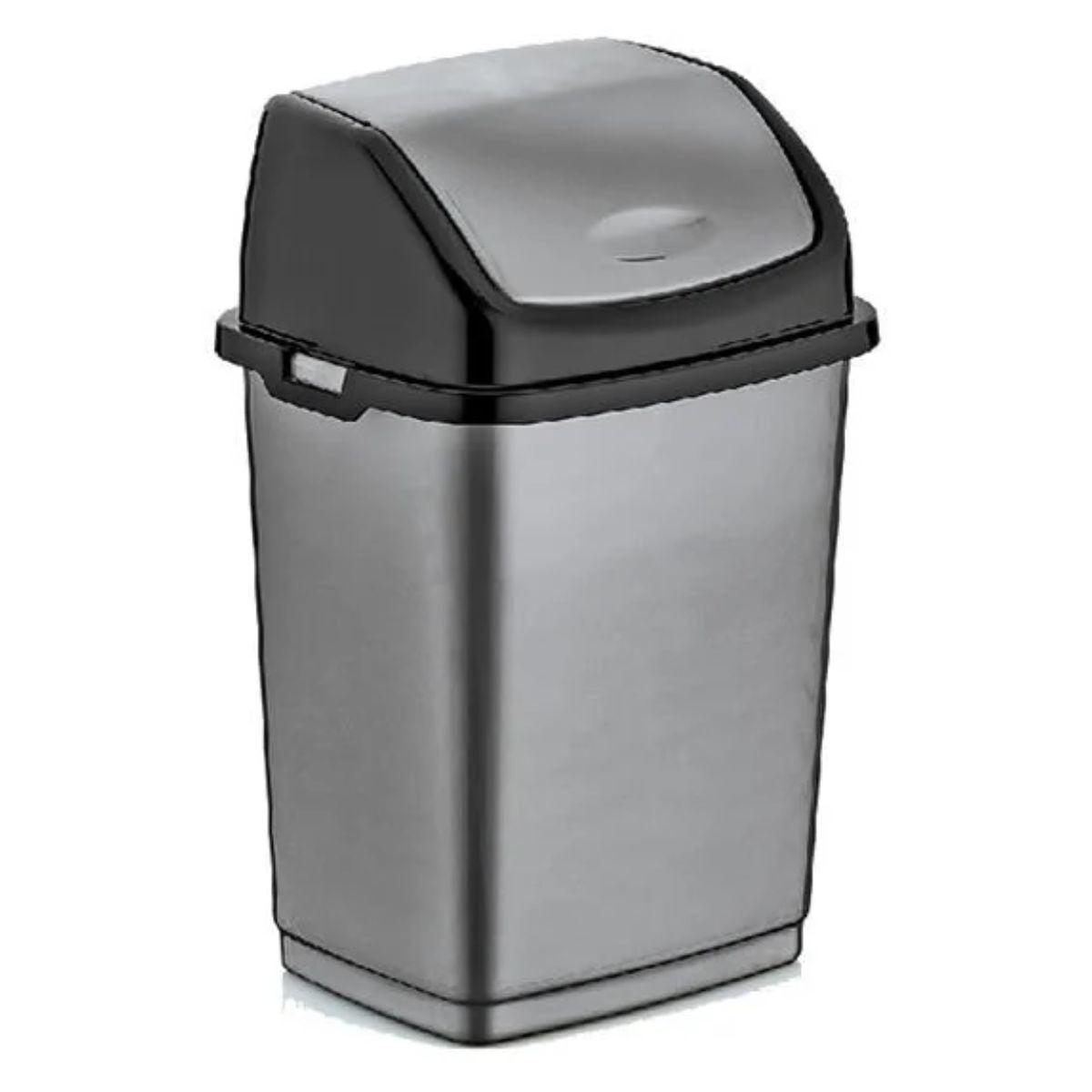 A Fantasy - Swing Top Plastic Bin - 10L with a black swing-top lid, set against a plain background. A Fantasy - Swing Top Plastic Bin - 10L with a black swing-top lid, set against a plain background.