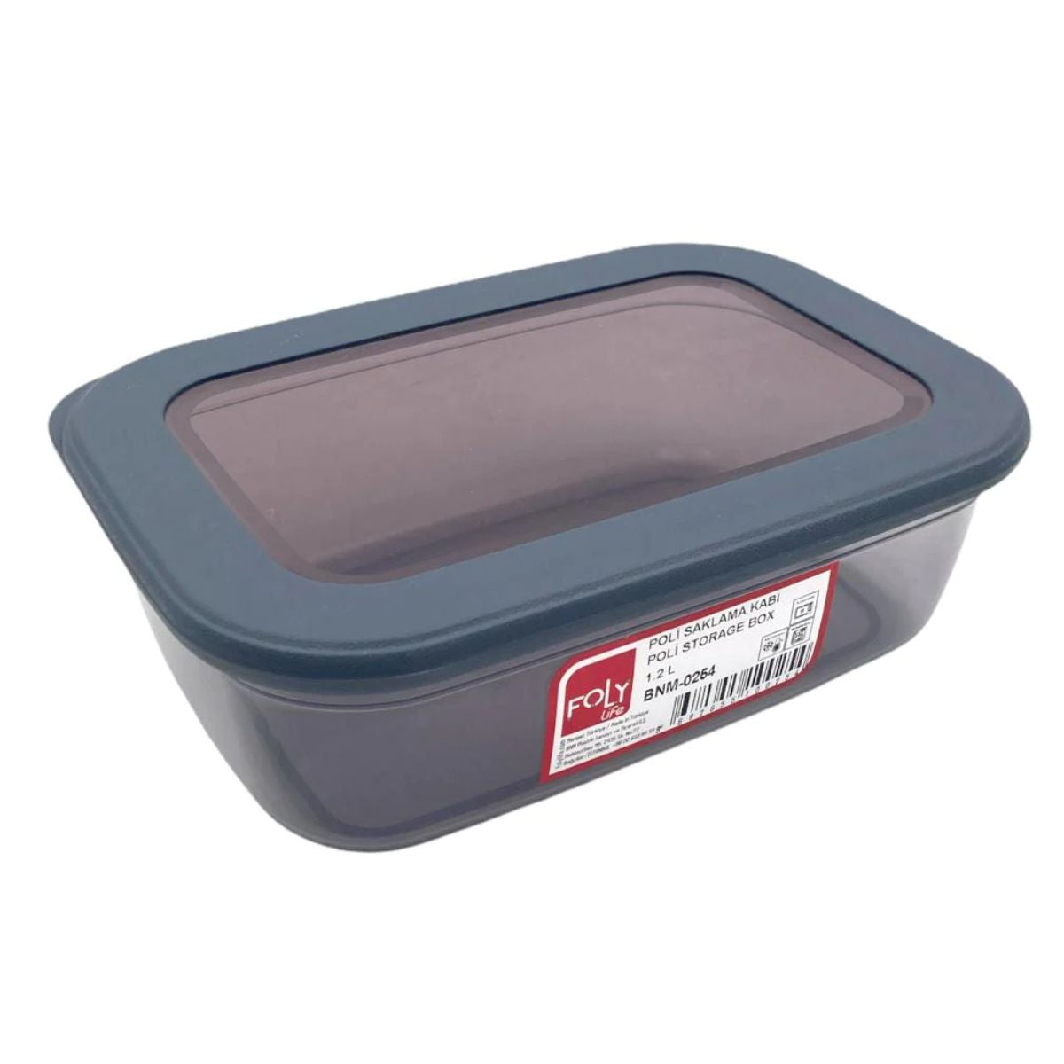 A Foly - Plastic Grey Storage Container Box - 1200ml with a lid.