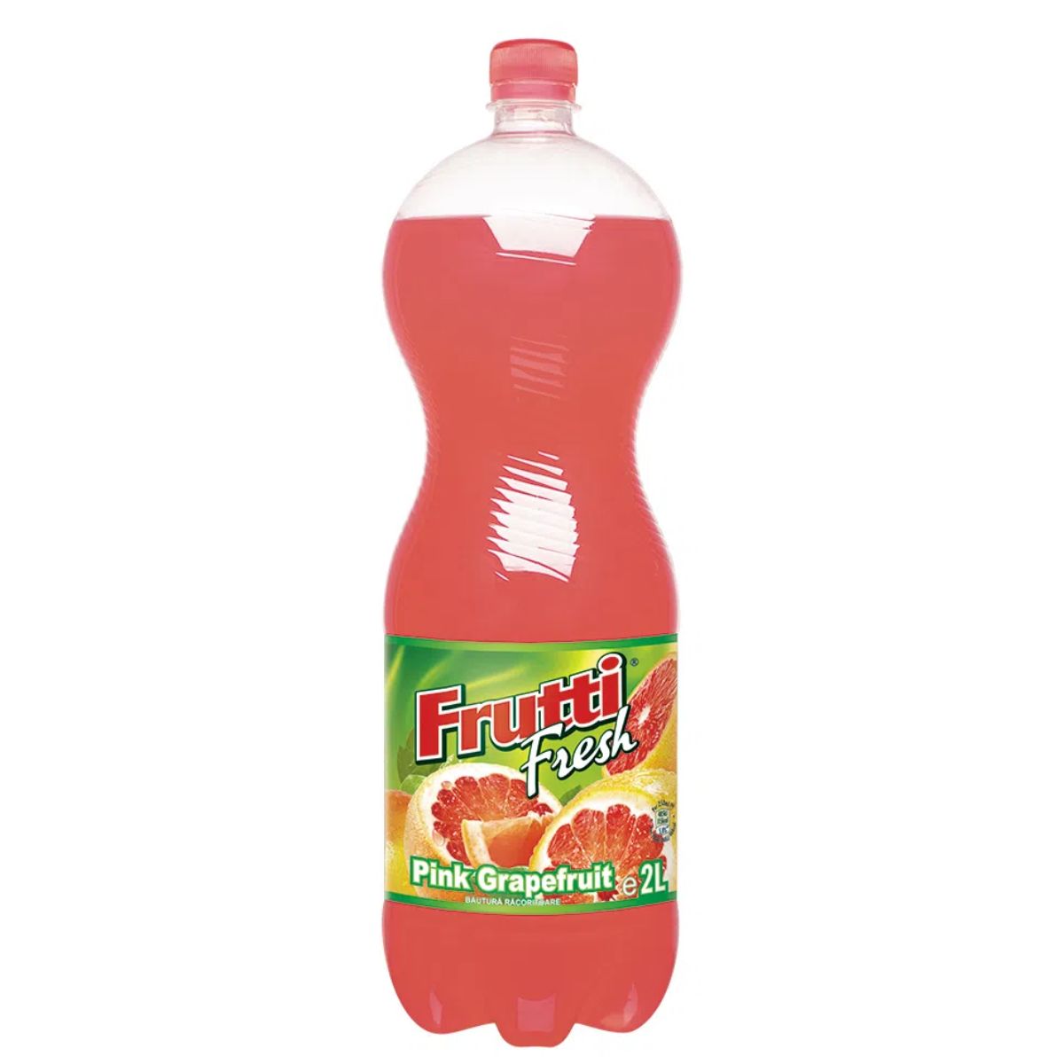 A bottle of Frutti Fresh - Grape Fruit Flavour Drink - 2L with a strawberry on it. A bottle of Frutti Fresh - Grape Fruit Flavour Drink - 2L with a strawberry on it.