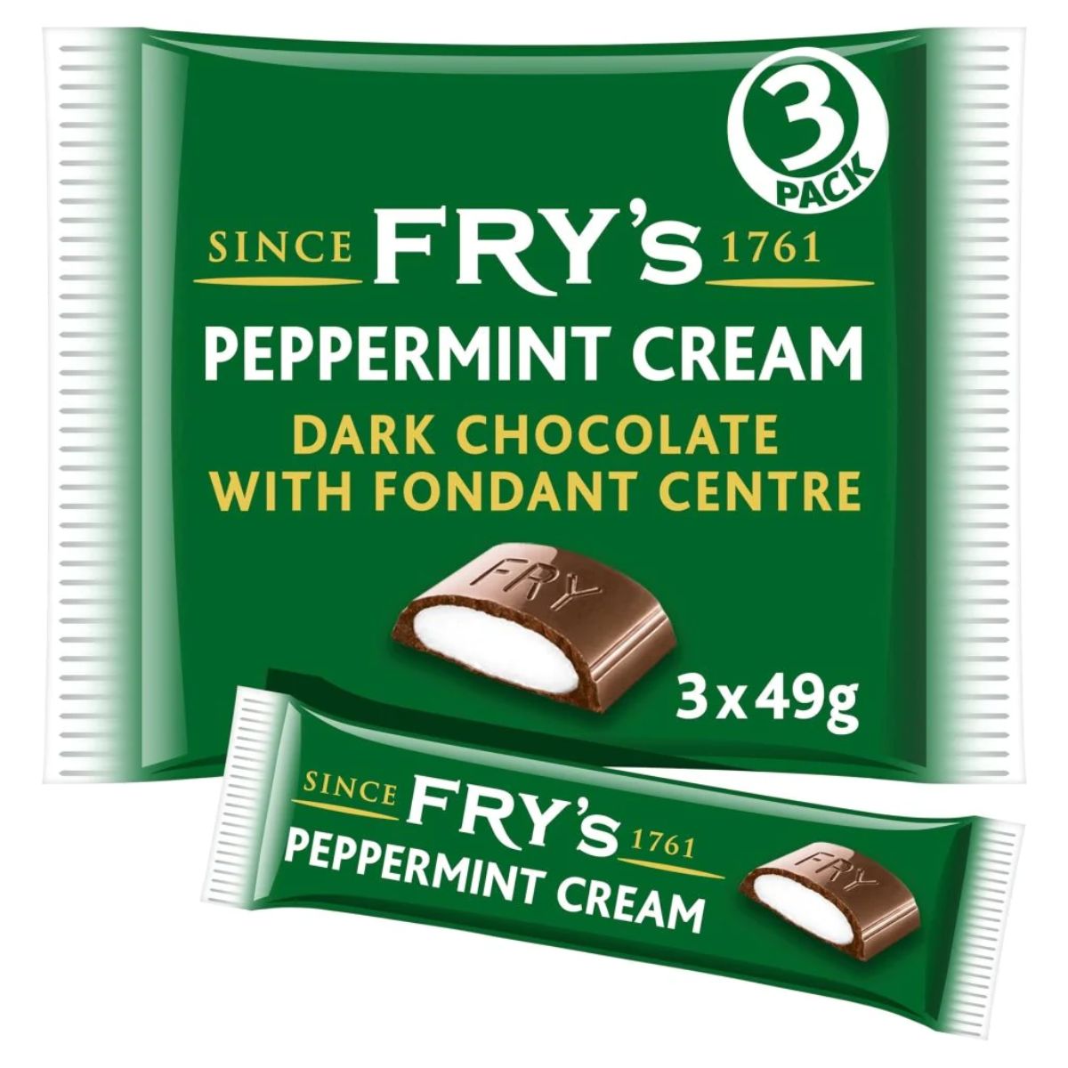 Fry's - The Kings Coronation Peppermint Cream - 3x49g dark chocolate with fondant centre.