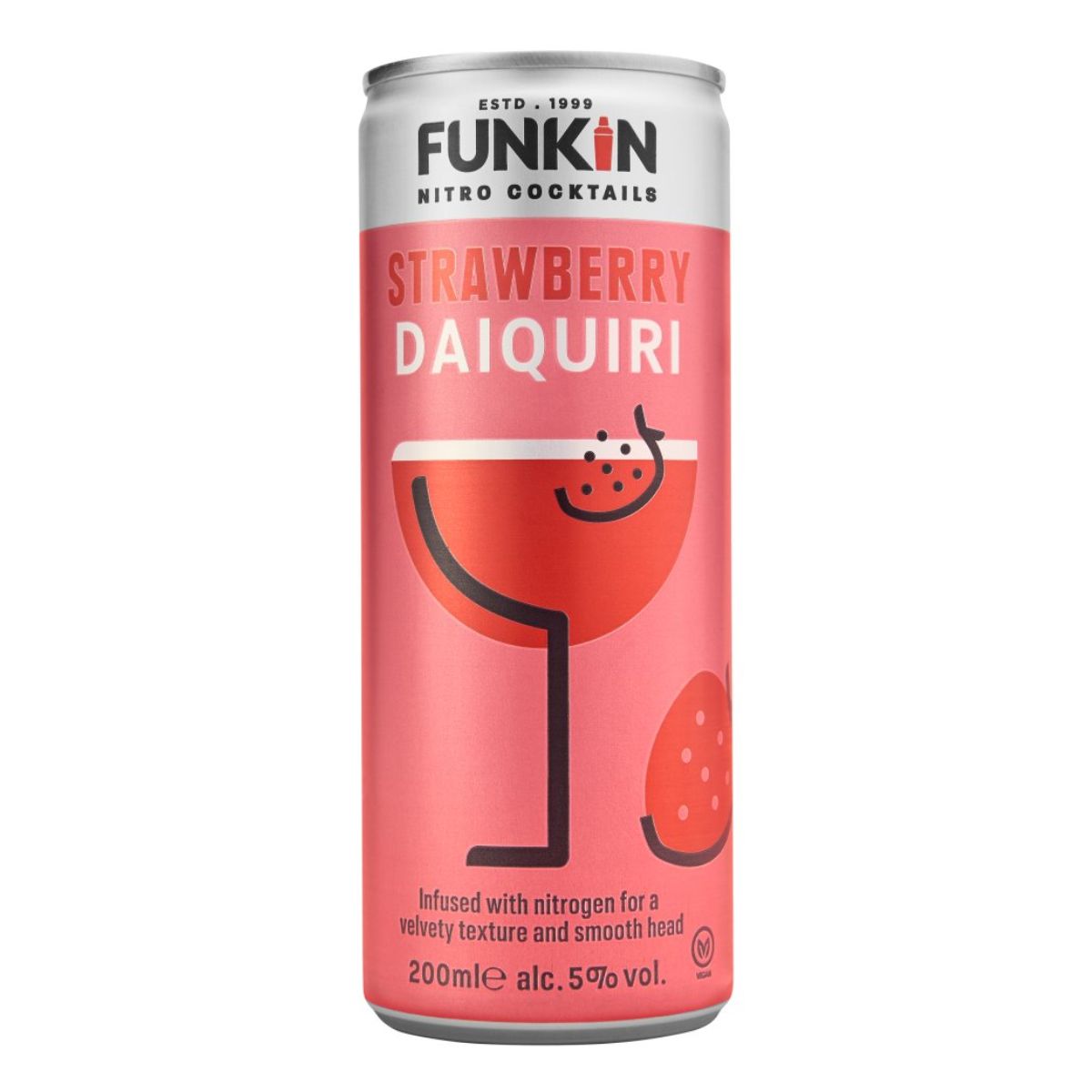 A can of Funkin Nitro Cocktails - Strawberry Daiquiri (5% ABV) - 200ml on a white background.