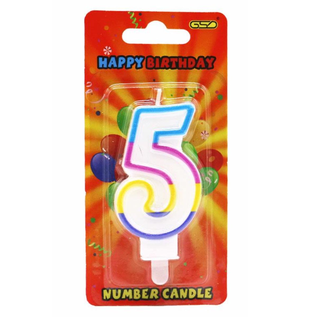 A GSD - Birthday Candle Number 5 - 1pcs with a number 5 on it.