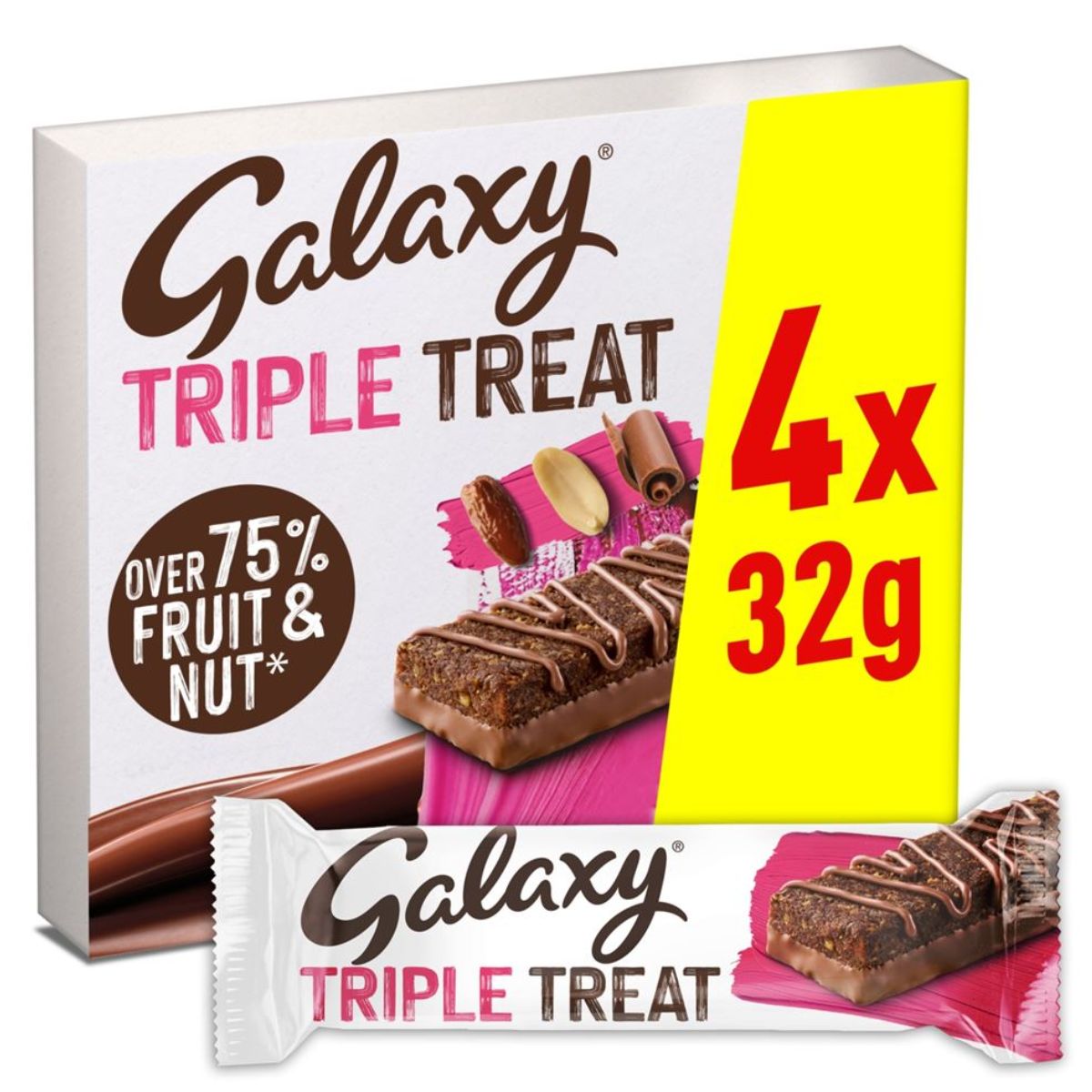 Galaxy - Triple Treat Fruit & Nut Milk Chocolate Snack Bars - 4x32g in a box.