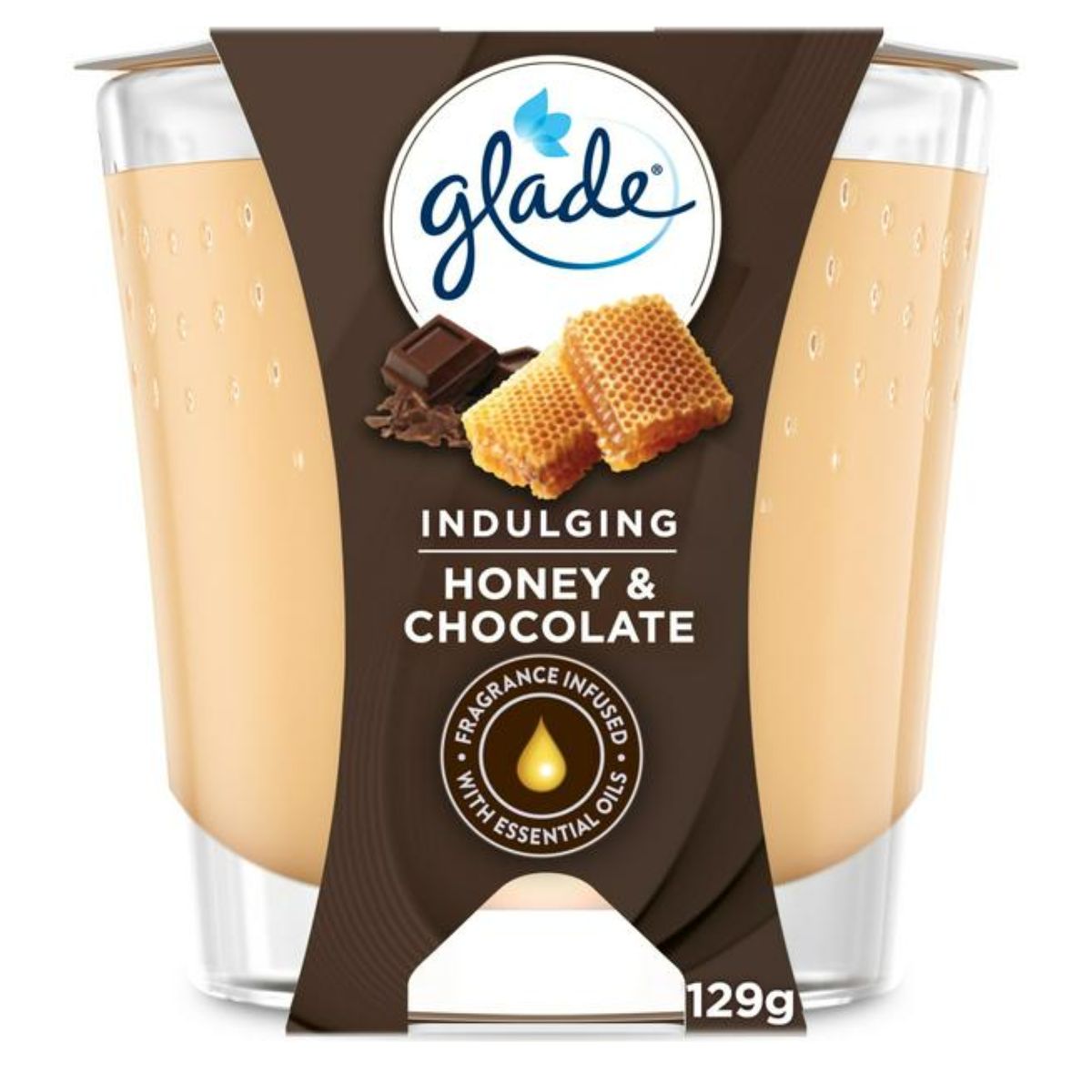 Glade - Candle Honey & Chocolate - 129g indulging honey & chocolate.