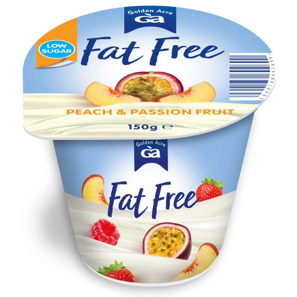 Golden Acre - Fat Free Peach and Passion Fruit Yoghurts - 150g.