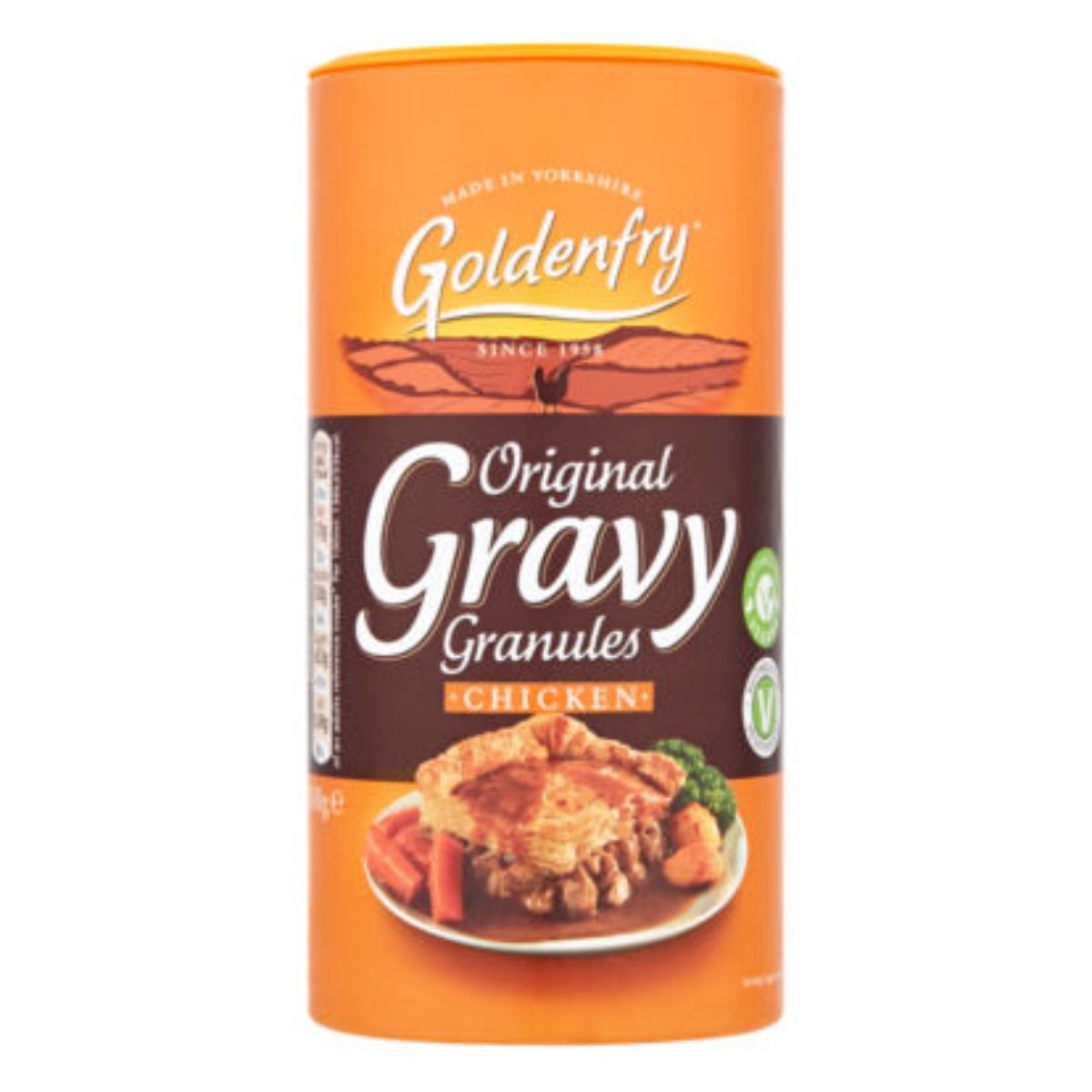 A can of Goldenfry - Gravy Chicken Granules - 300g on a white background.