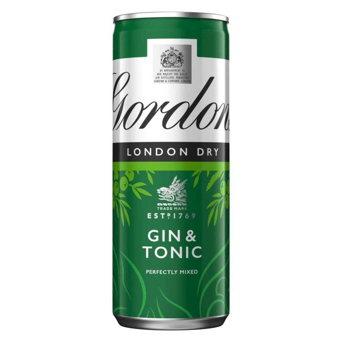 A can of Gordons - Gin & Tonic (5.0% ABV) - 250ml. A can of Gordons - Gin & Tonic (5.0% ABV) - 250ml.