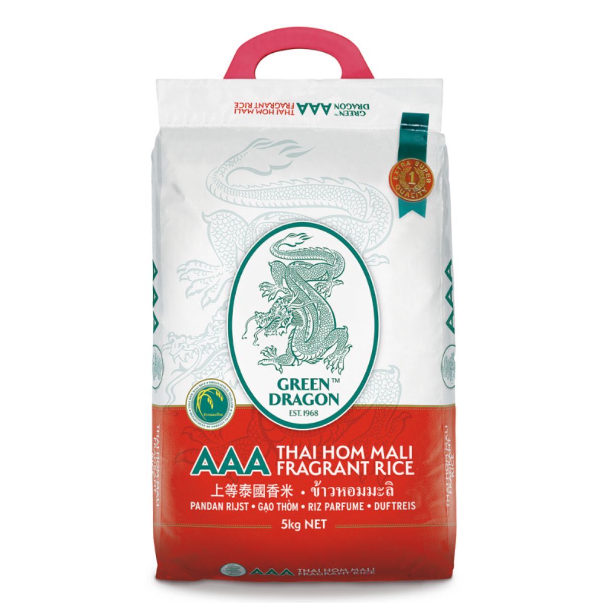 A bag of Green Dragon - Thai Fragrant Rice - 5kg.