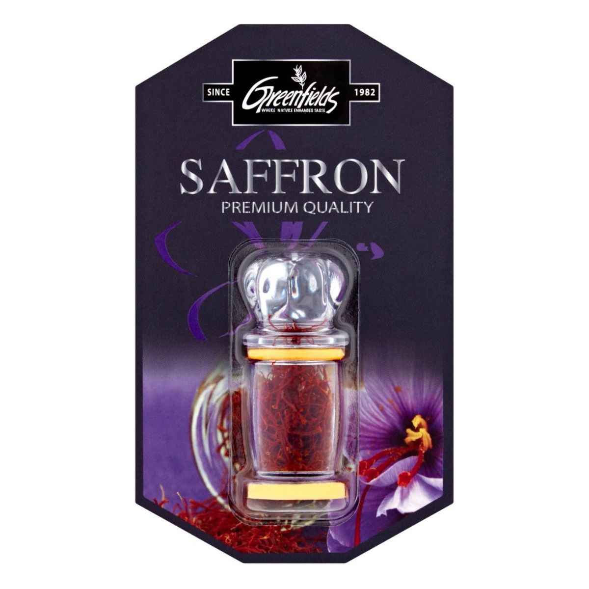 A Greenfields - Saffron - 0.6g in a package.