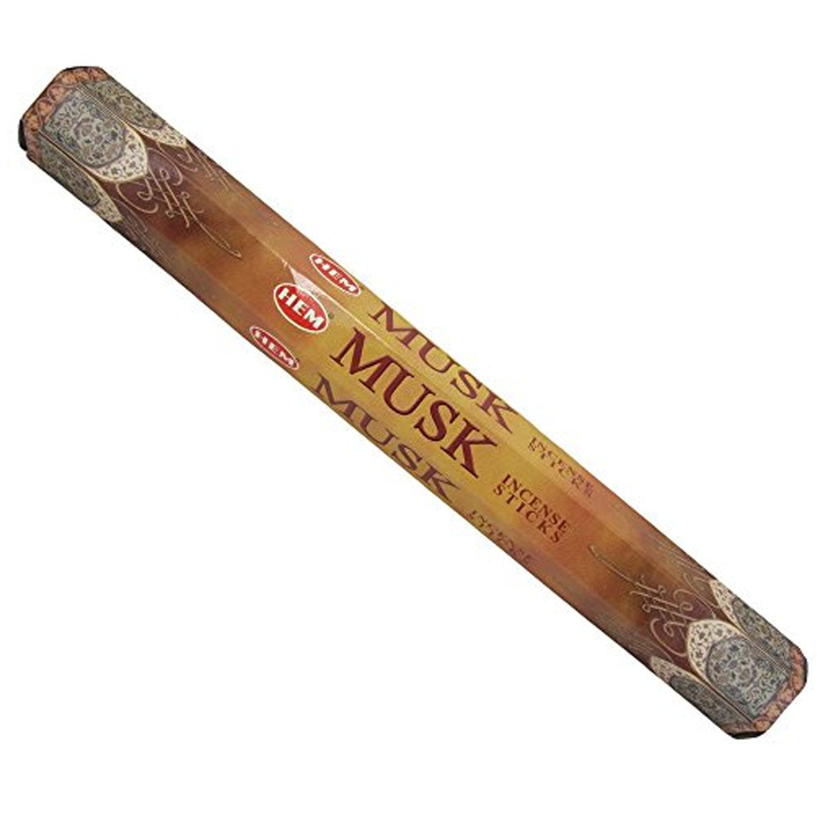 A stick of HEM - Indian Traditional Incense Sticks - 20pcs with the words musk on it.