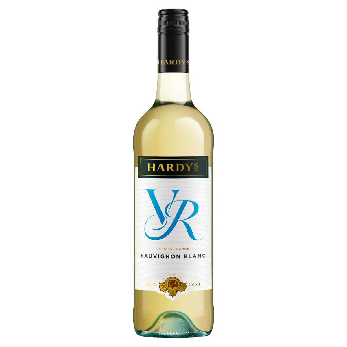 A bottle of Hardys - VR Sauvignon Blanc (11% ABV) - 750ml on a white background.