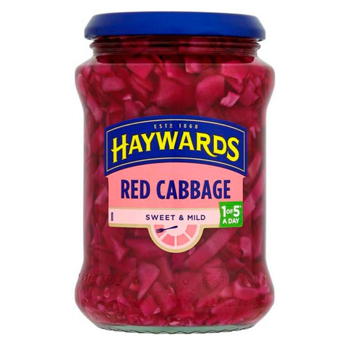 A jar of Haywards - Red Cabbage Sweet & Mild - 400g. A jar of Haywards - Red Cabbage Sweet & Mild - 400g.