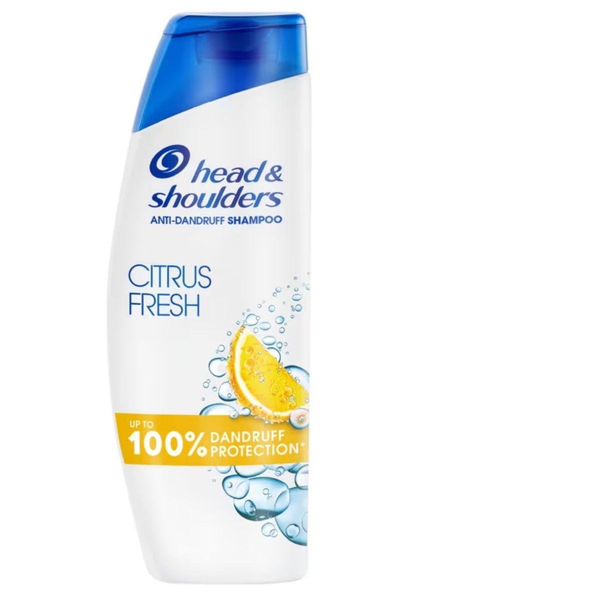 Head & Shoulders Anti-Dandruff Shampoo Citrus Fresh, 400ml, comes with a blue cap and features a refreshing lemon slice graphic on the label. Head & Shoulders Anti-Dandruff Shampoo Citrus Fresh, 400ml, comes with a blue cap and features a refreshing lemon slice graphic on the label.