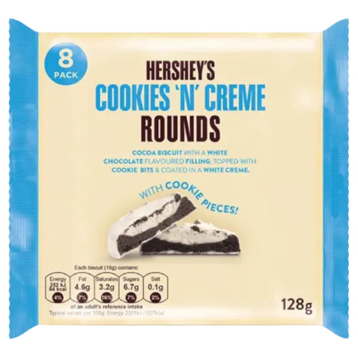 Hersheys Cookies N Creme Rounds - 8 Pack (128g) are delicious.