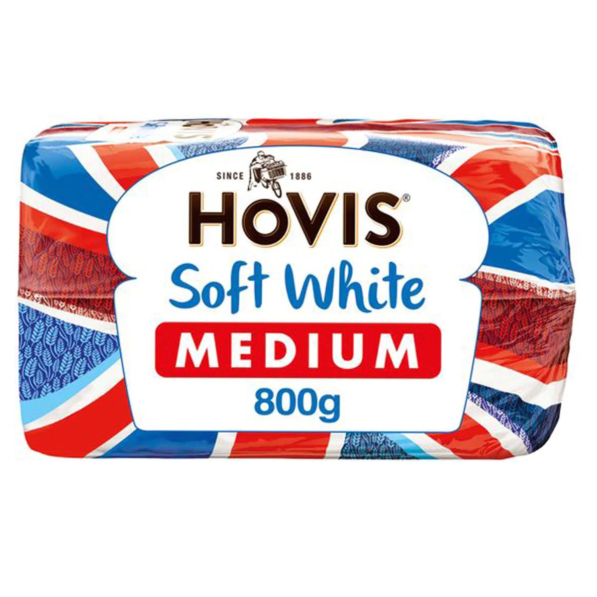 A package of Hovis - Soft White Medium Bread - 800g.