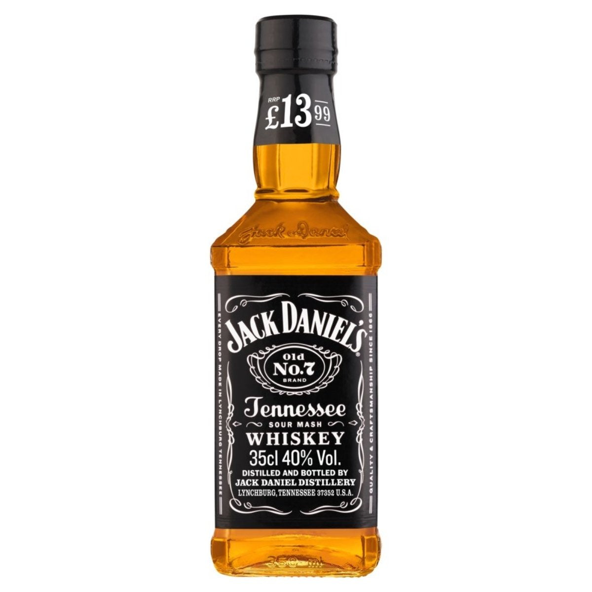 A 35cl bottle of Jack Daniels - Old No 7 Tennessee Whiskey (40.0% ABV), priced at £13.99. A 35cl bottle of Jack Daniels - Old No 7 Tennessee Whiskey (40.0% ABV), priced at £13.99.