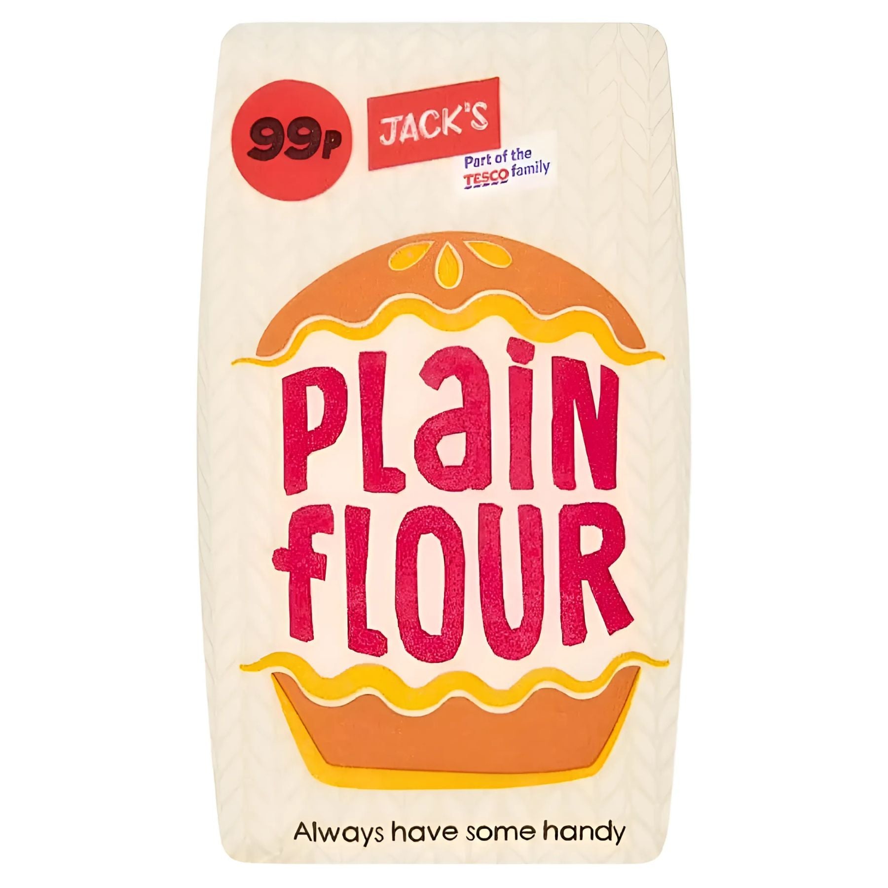 Jack's Plain Flour 1kg, ideal for baking, costs just 99p at Tesco. "Always have some handy. Jack's Plain Flour 1kg, ideal for baking, costs just 99p at Tesco. "Always have some handy.