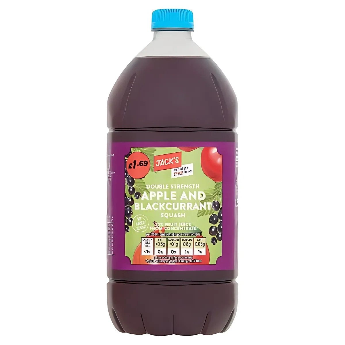 Jacks - Apple and Blackcurrant Squash - 1.5L offers a flavor burst with thirst-quenching taste. The purple label features fruit images, making it irresistible at just £1.69. Jacks - Apple and Blackcurrant Squash - 1.5L offers a flavor burst with thirst-quenching taste. The purple label features fruit images, making it irresistible at just £1.69.
