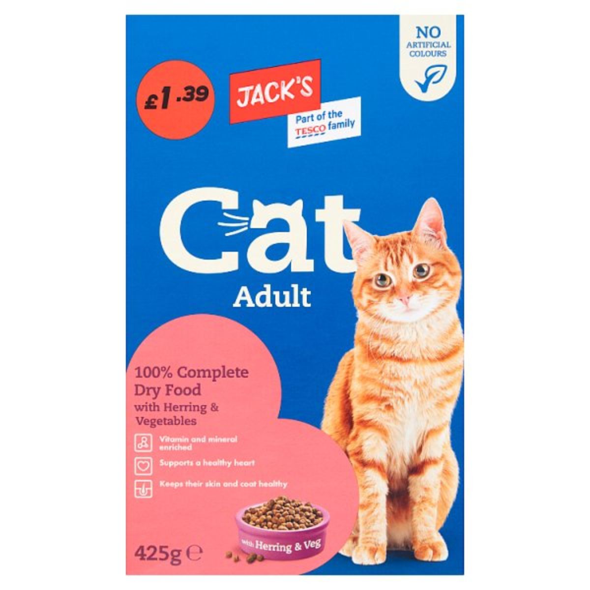Jacks - Cat Adult Dry Food with Herring & Vegetables - 425g