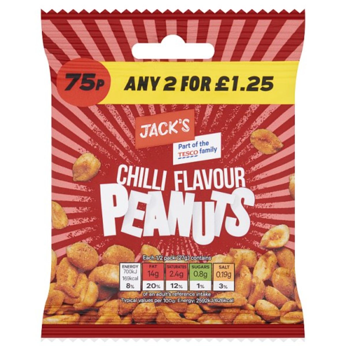 Jacks - Chilli Flavour Peanuts - 55g.